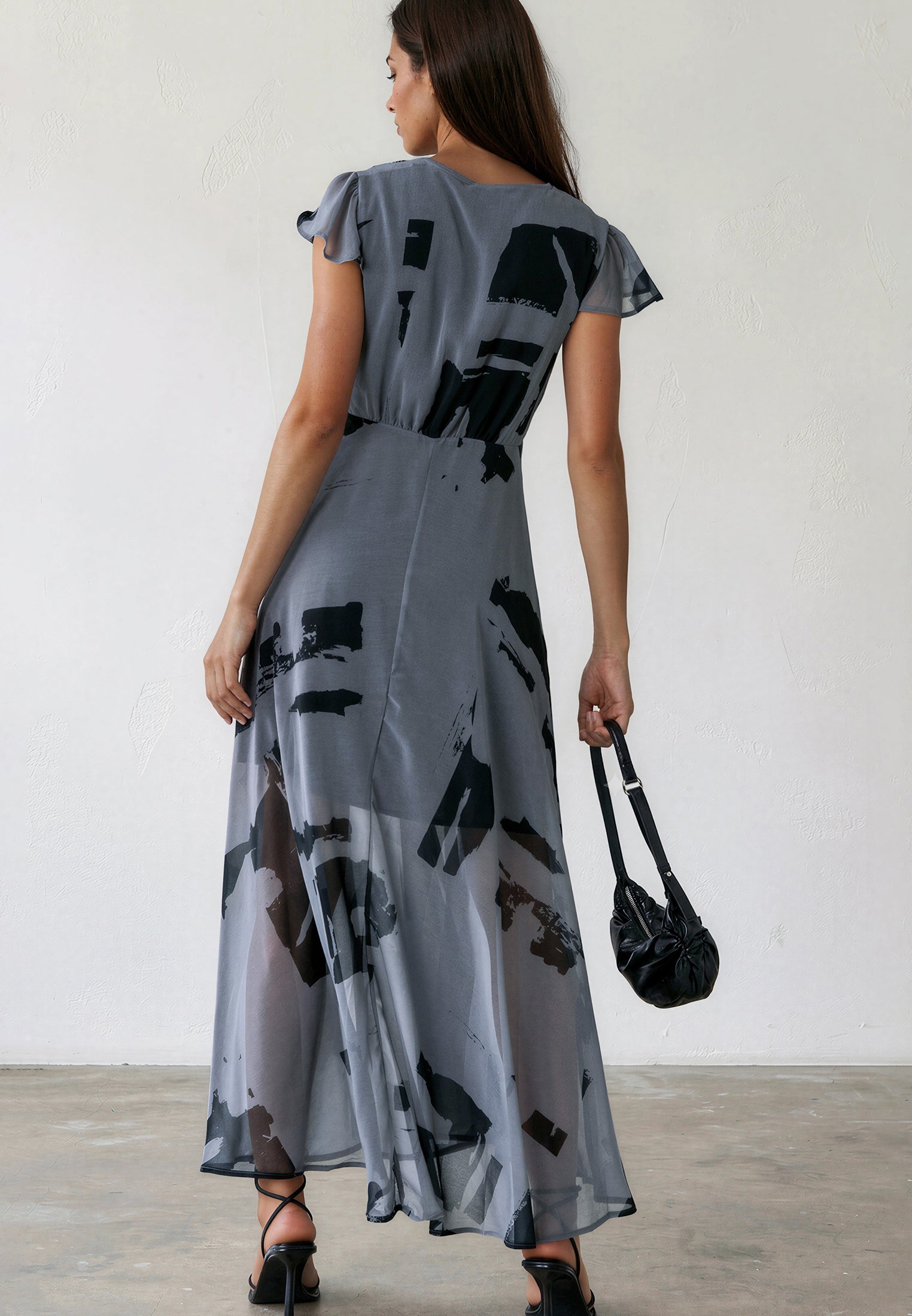 INDIUM MAXI DRESS FACADE FLINT & BLACK