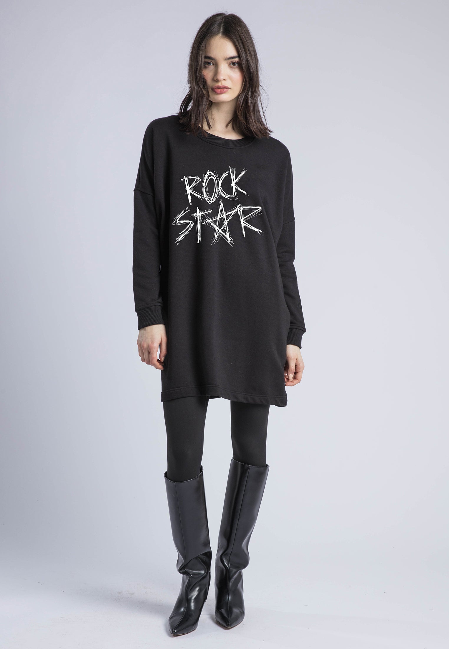 FLORA SWEAT DRESS BLACK