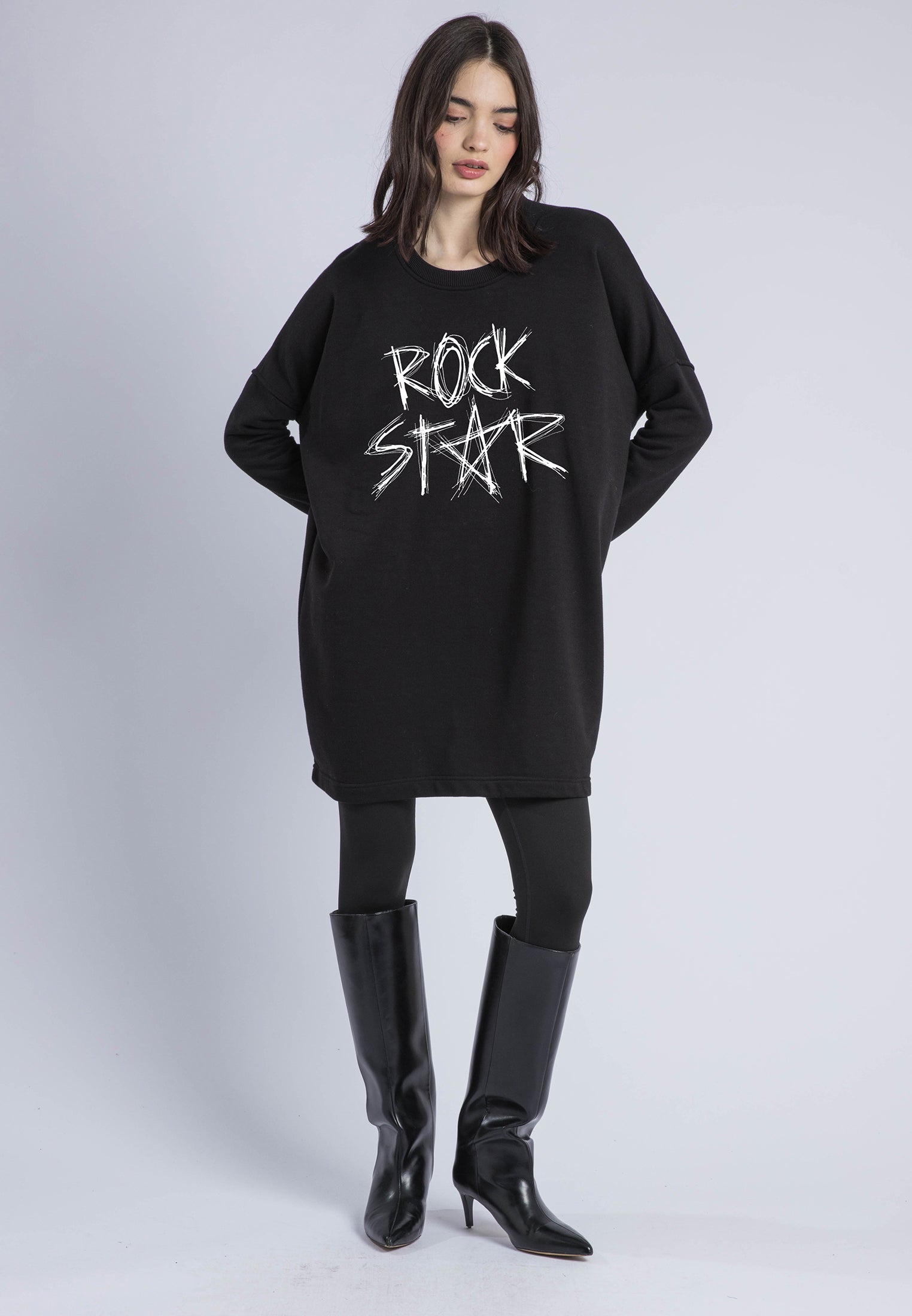 FLORA SWEAT DRESS BLACK