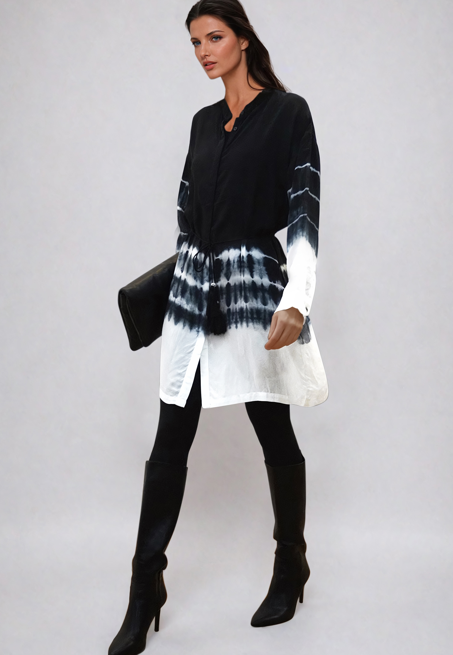 CLUSTER TUNIC TIE DYE BLACK & WHITE