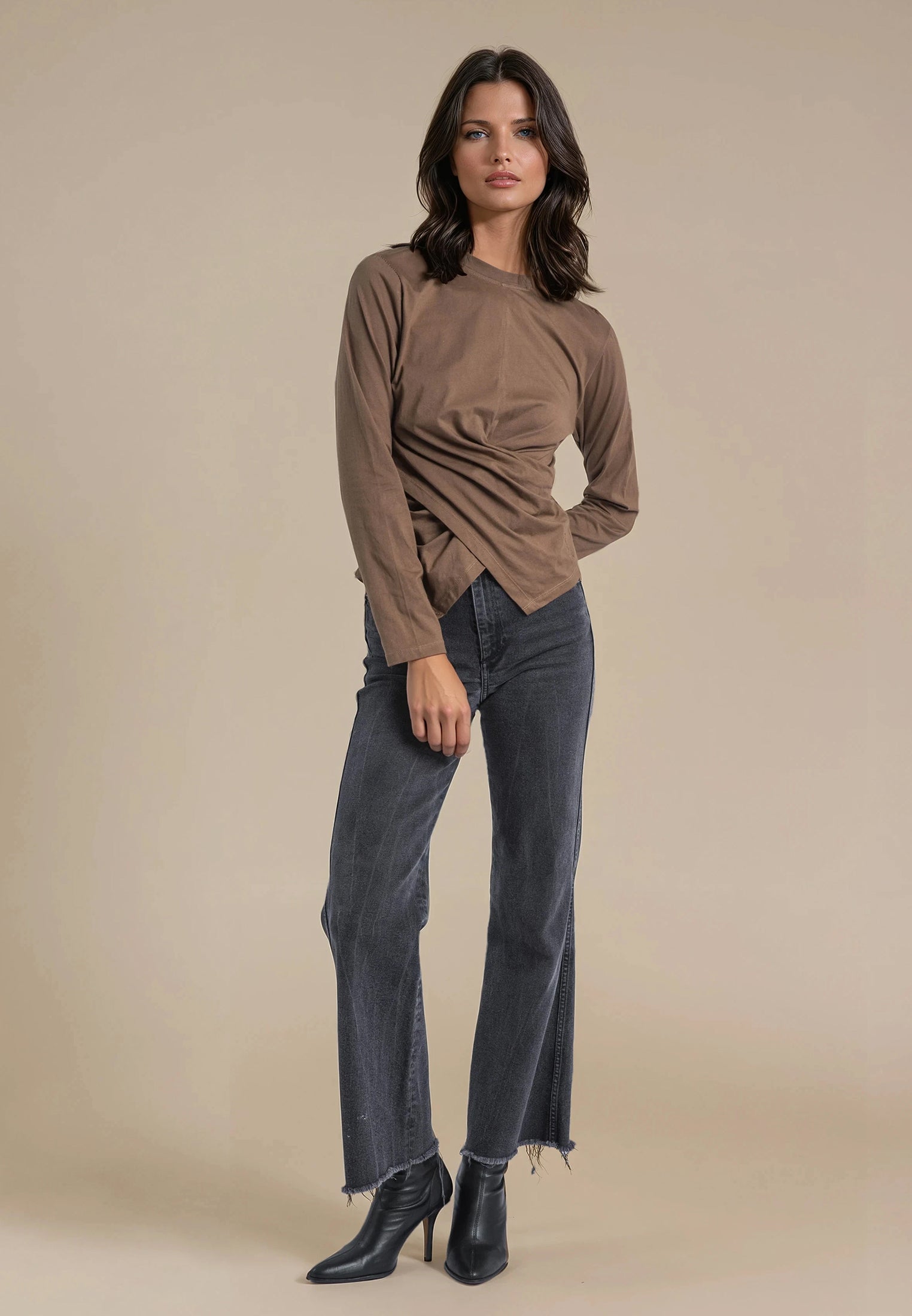 TIME TOP LS COCOA BROWN