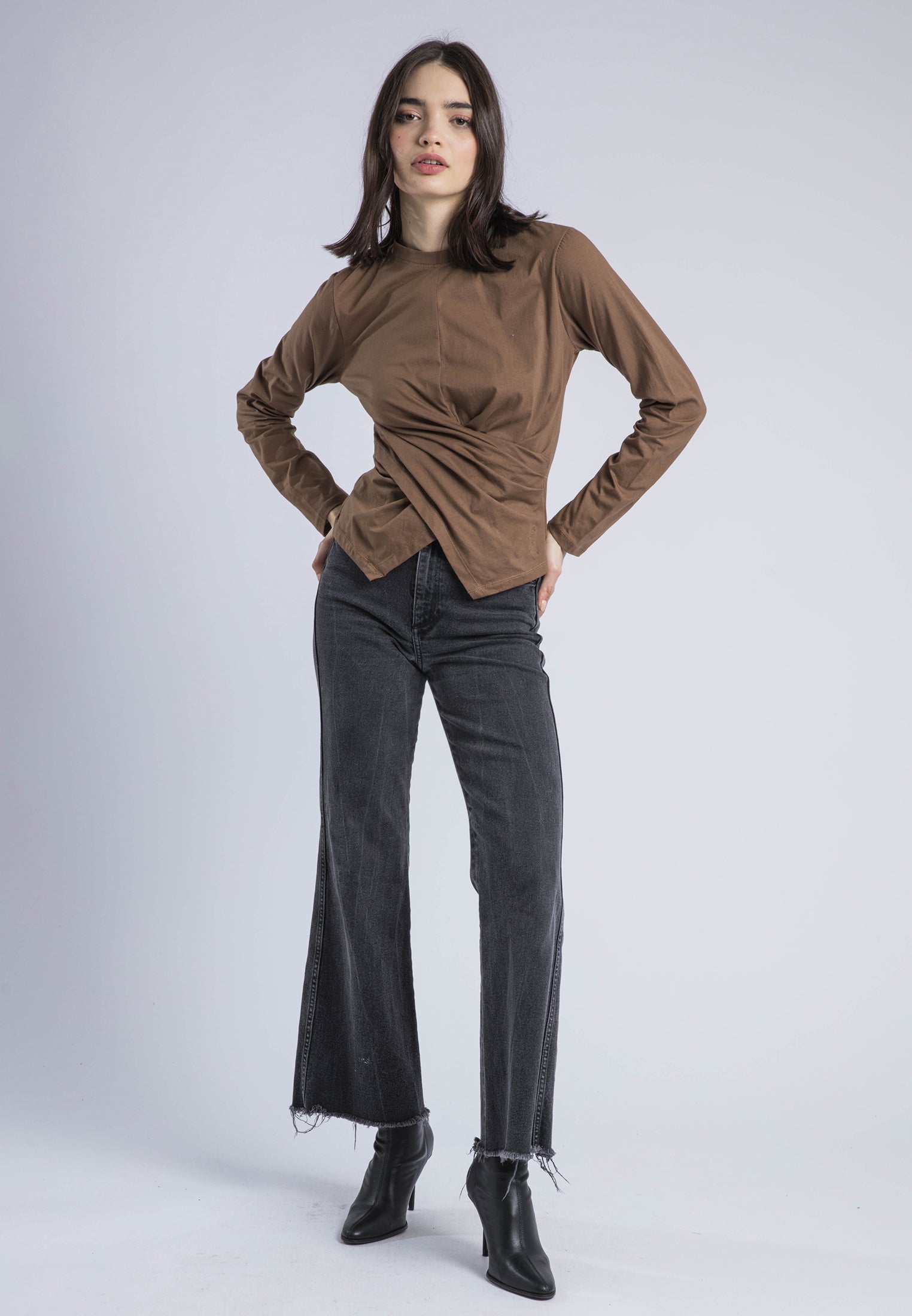 TIME TOP LS COCOA BROWN