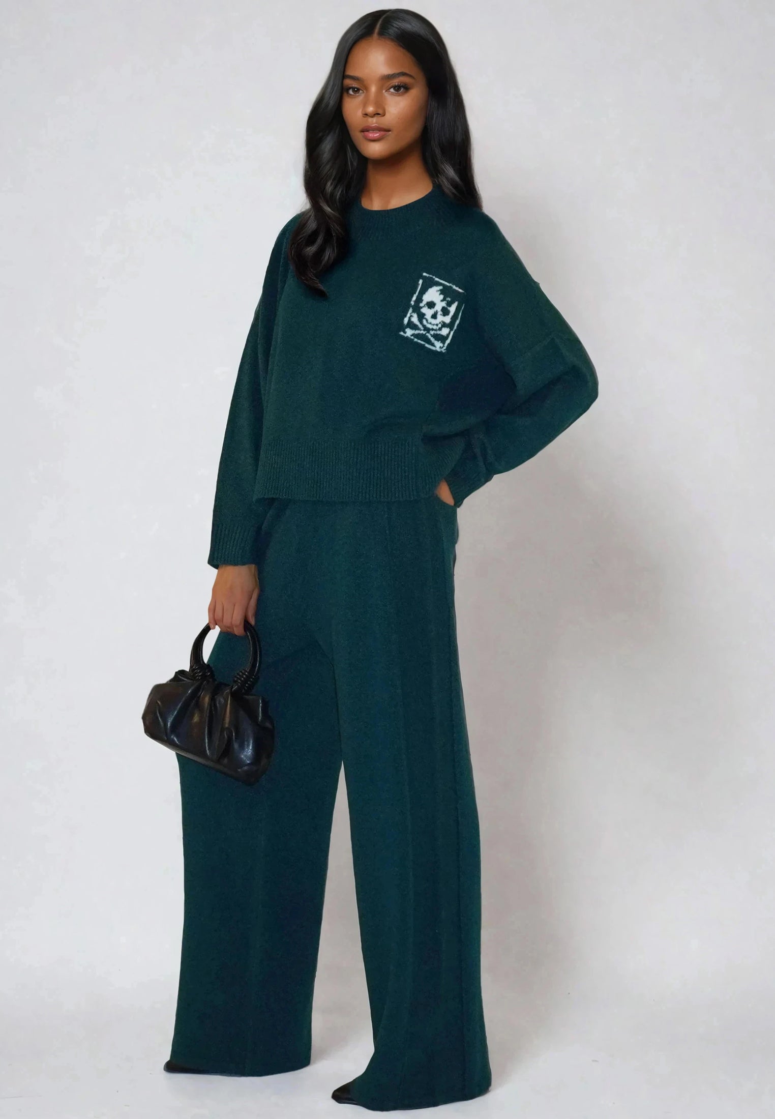 LUSCIOUS KNITTED PANT FOREST GREEN
