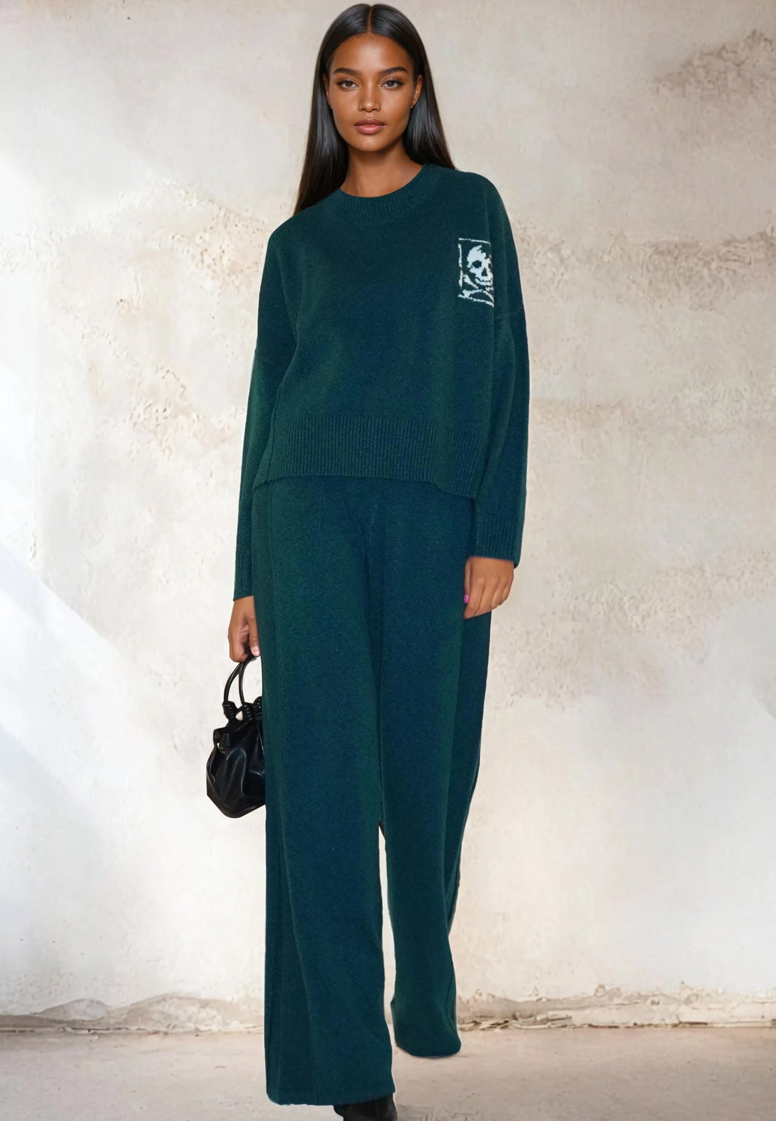 LUSCIOUS KNITTED PANT FOREST GREEN