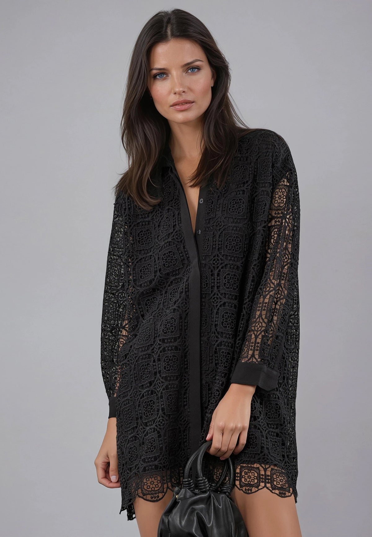 MIKI TUNIC MINI DRESS BLACK LACE