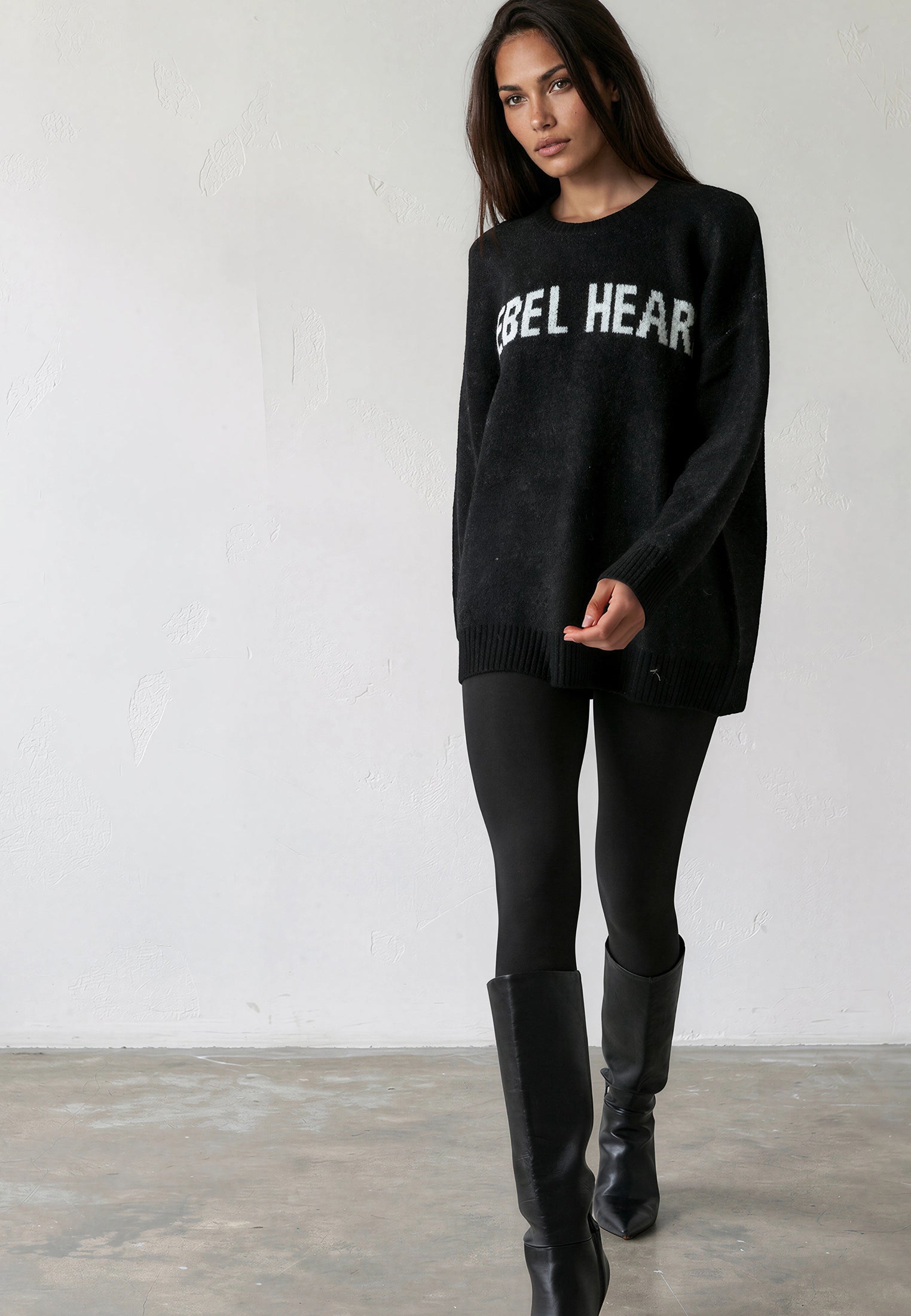 REBEL HEART JUMPER BLACK & WHITE
