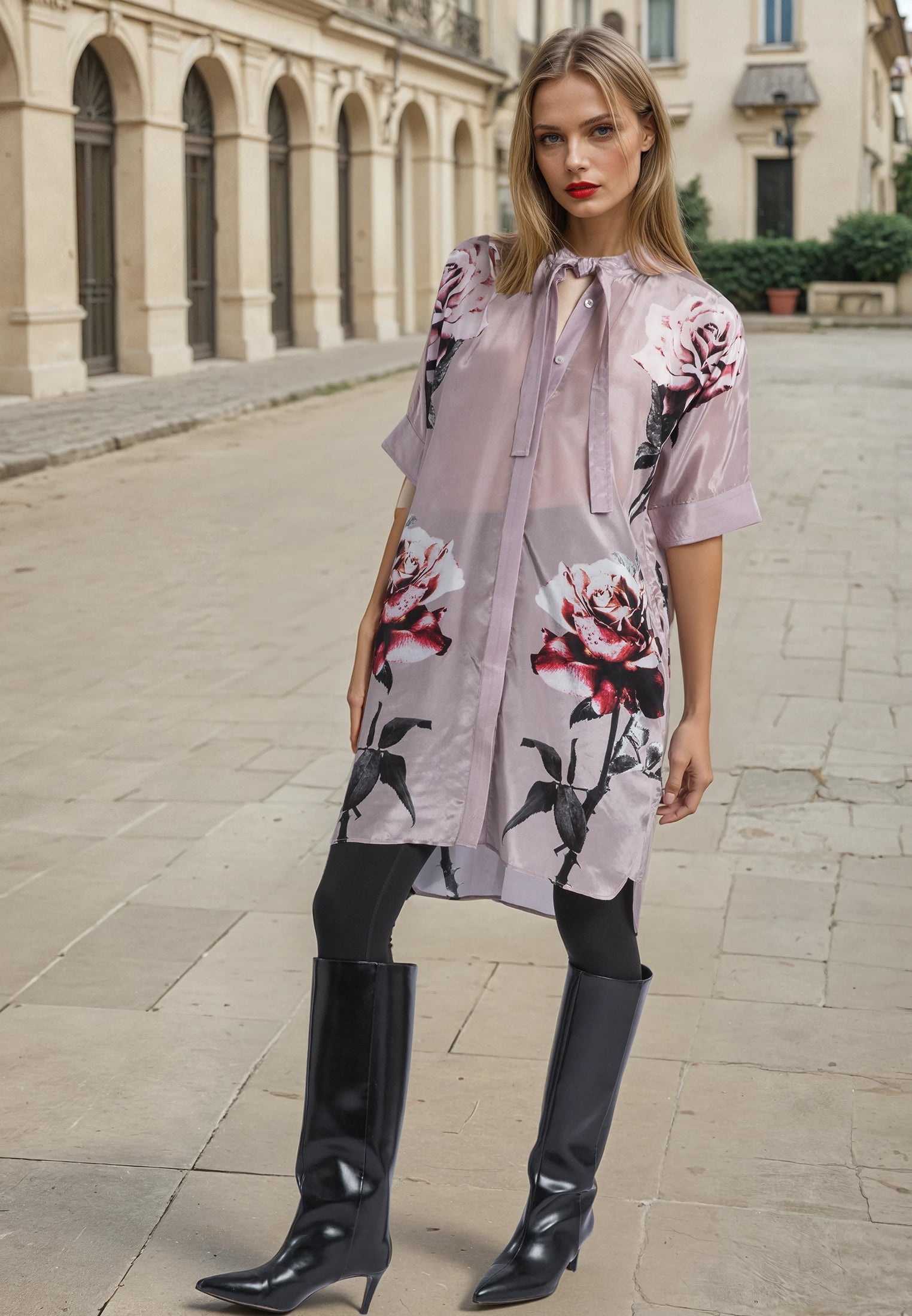 DIANA MAXI TUNIC ROSE HEART