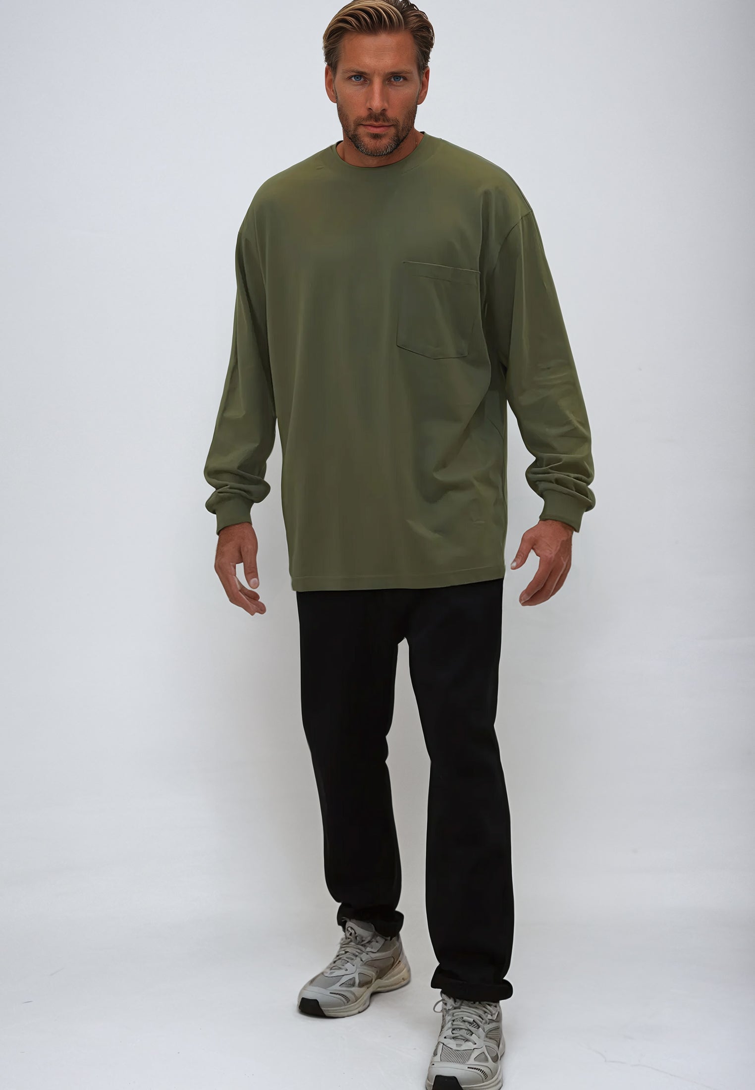 HEAVYWEIGHT LS POCKET T-SHIRT ARMY GREEN