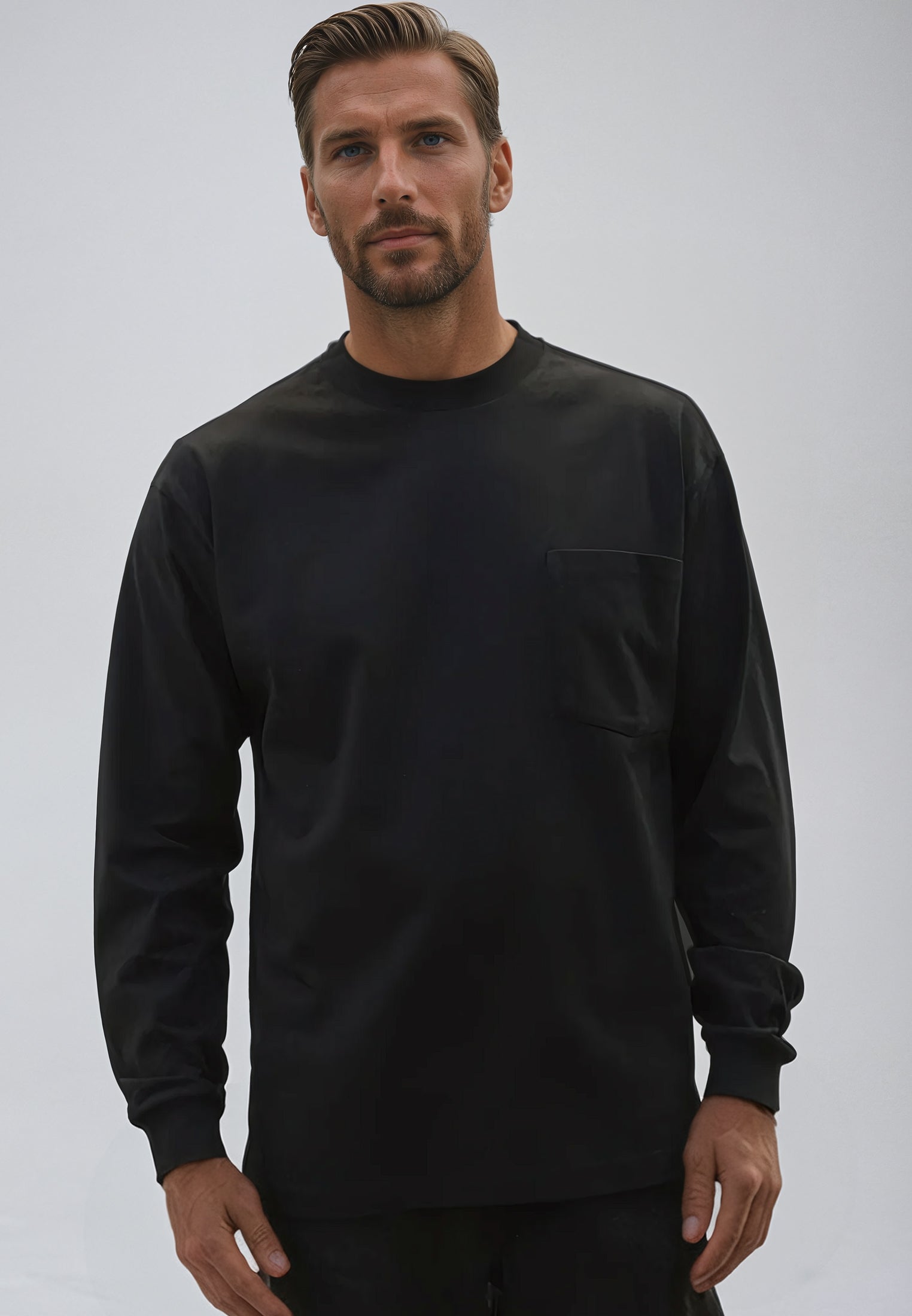 HEAVYWEIGHT LS POCKET T-SHIRT JET BLACK