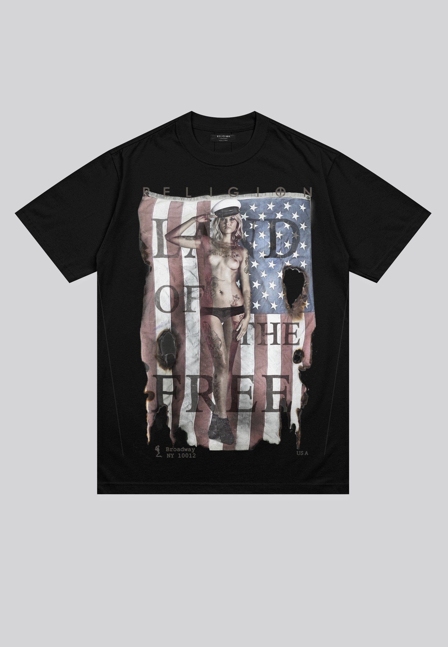 LAND OF THE FREE WASHED BLACK T-SHIRT