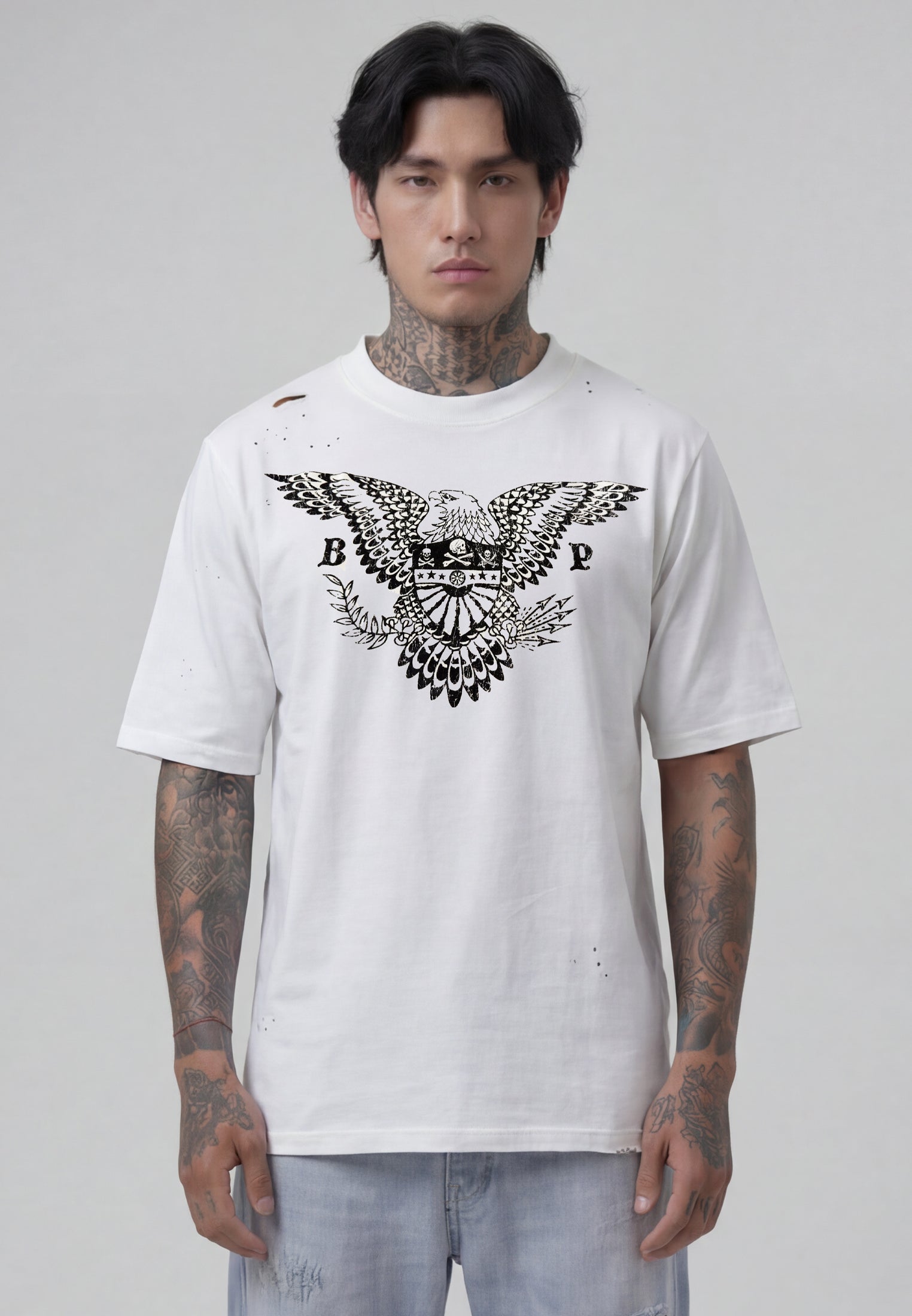 DISTRESSED EAGLE T-SHIRT OFF WHITE