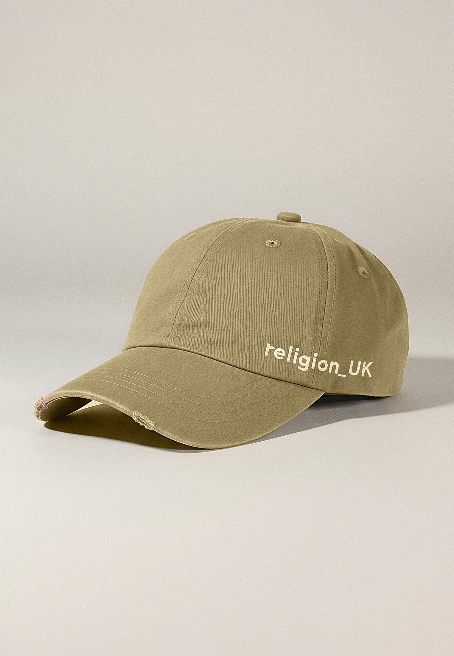 DISTRESSED HERRINGBONE CAP SOFT KHAKI