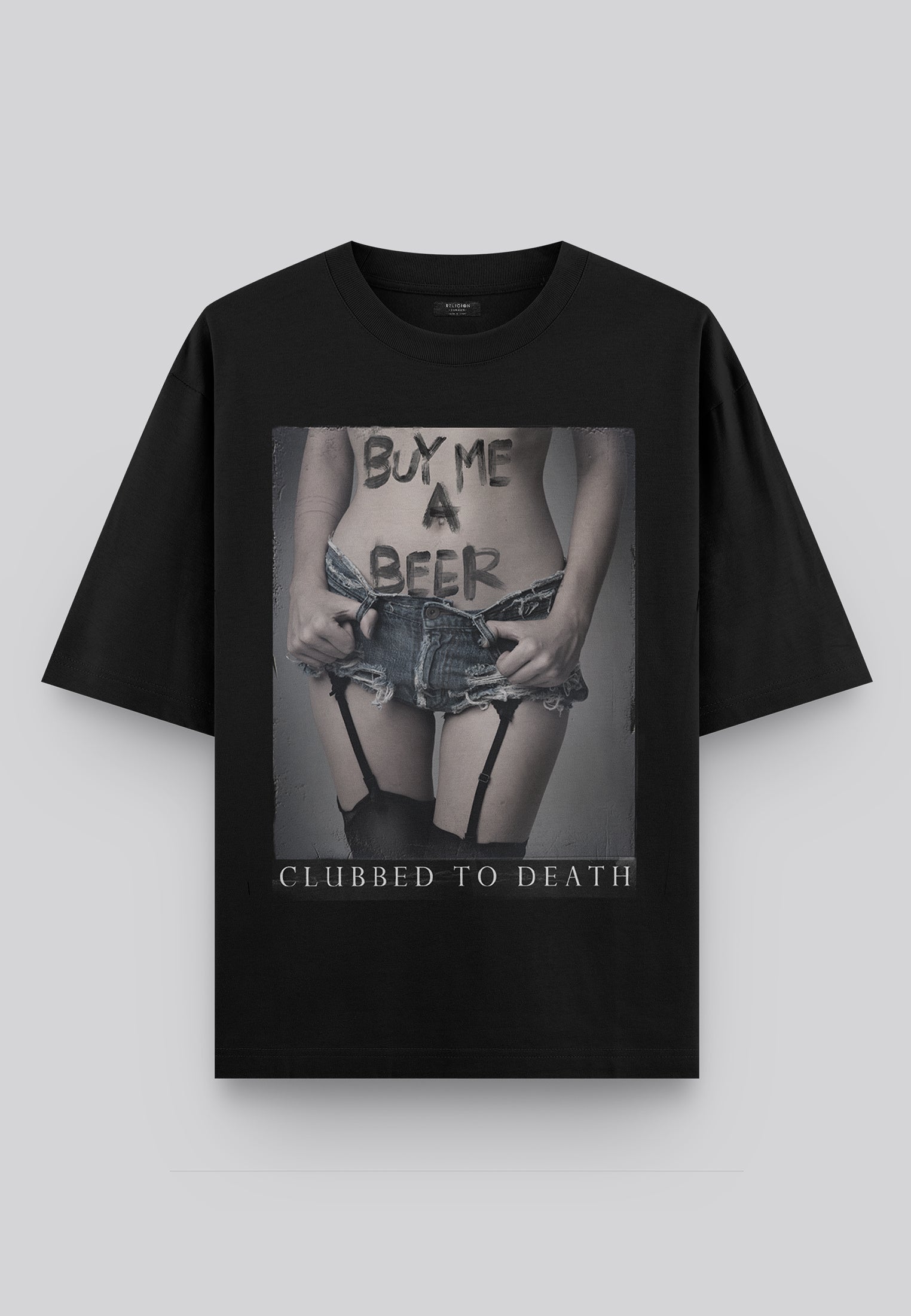 BUY ME BEER OVERSIZED T-SHIRT JET BLACK