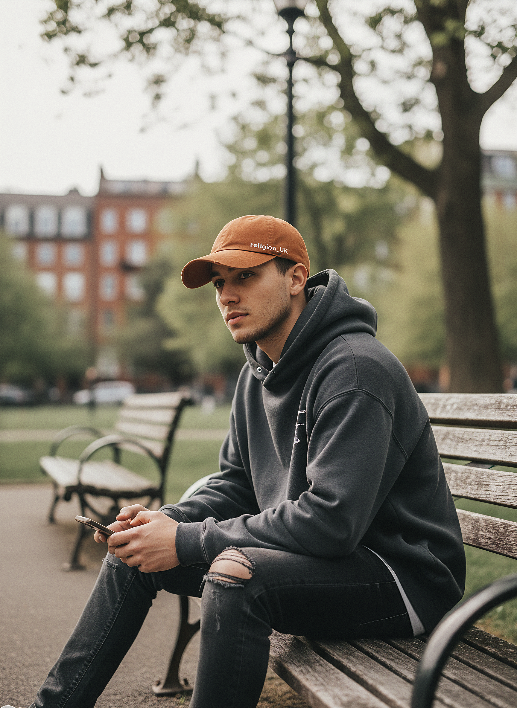 DISTRESSED HERRINGBONE CAP TERRACOTTA