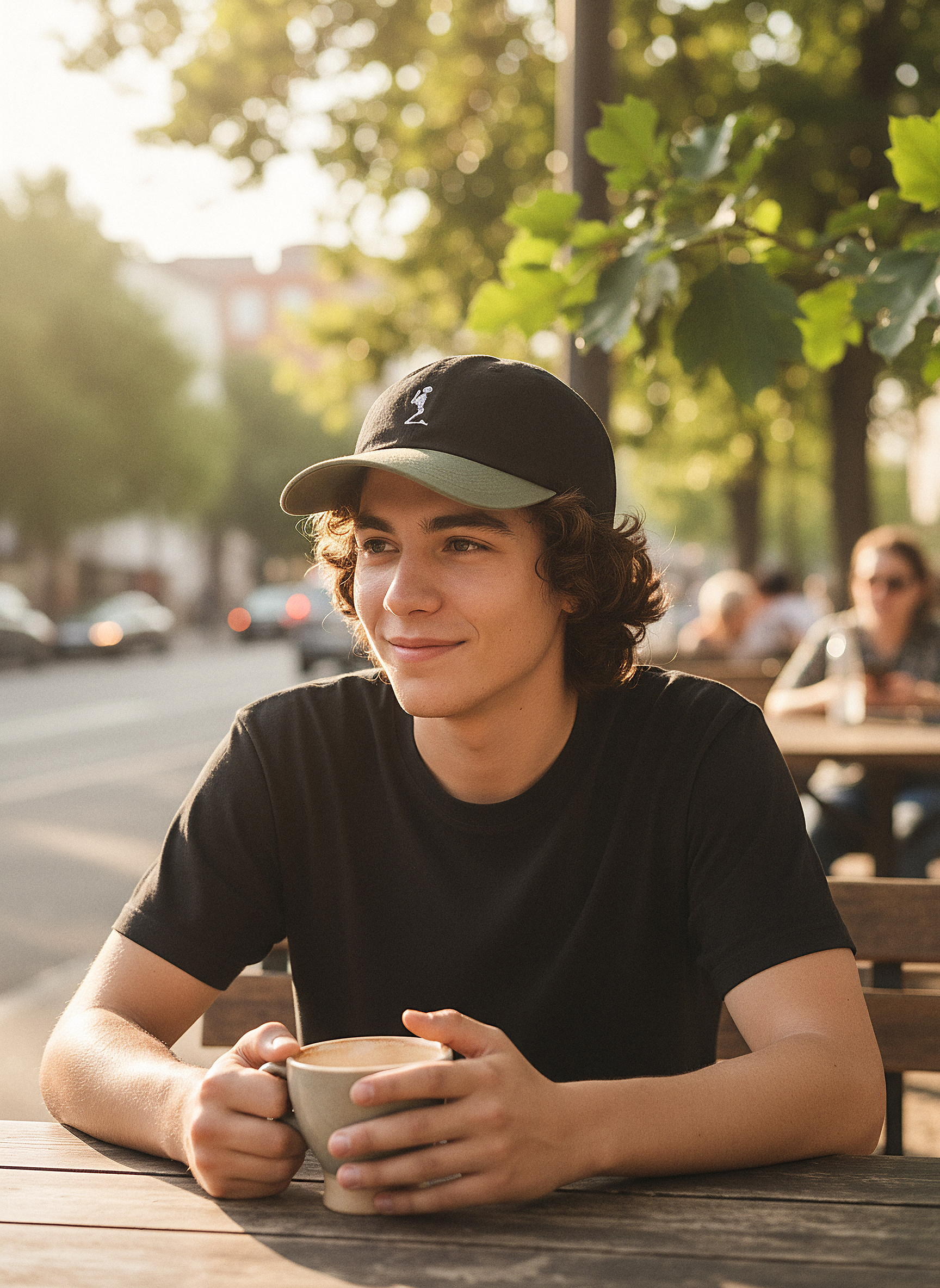 TWO TONE HERRINGBONE CAP BLACK