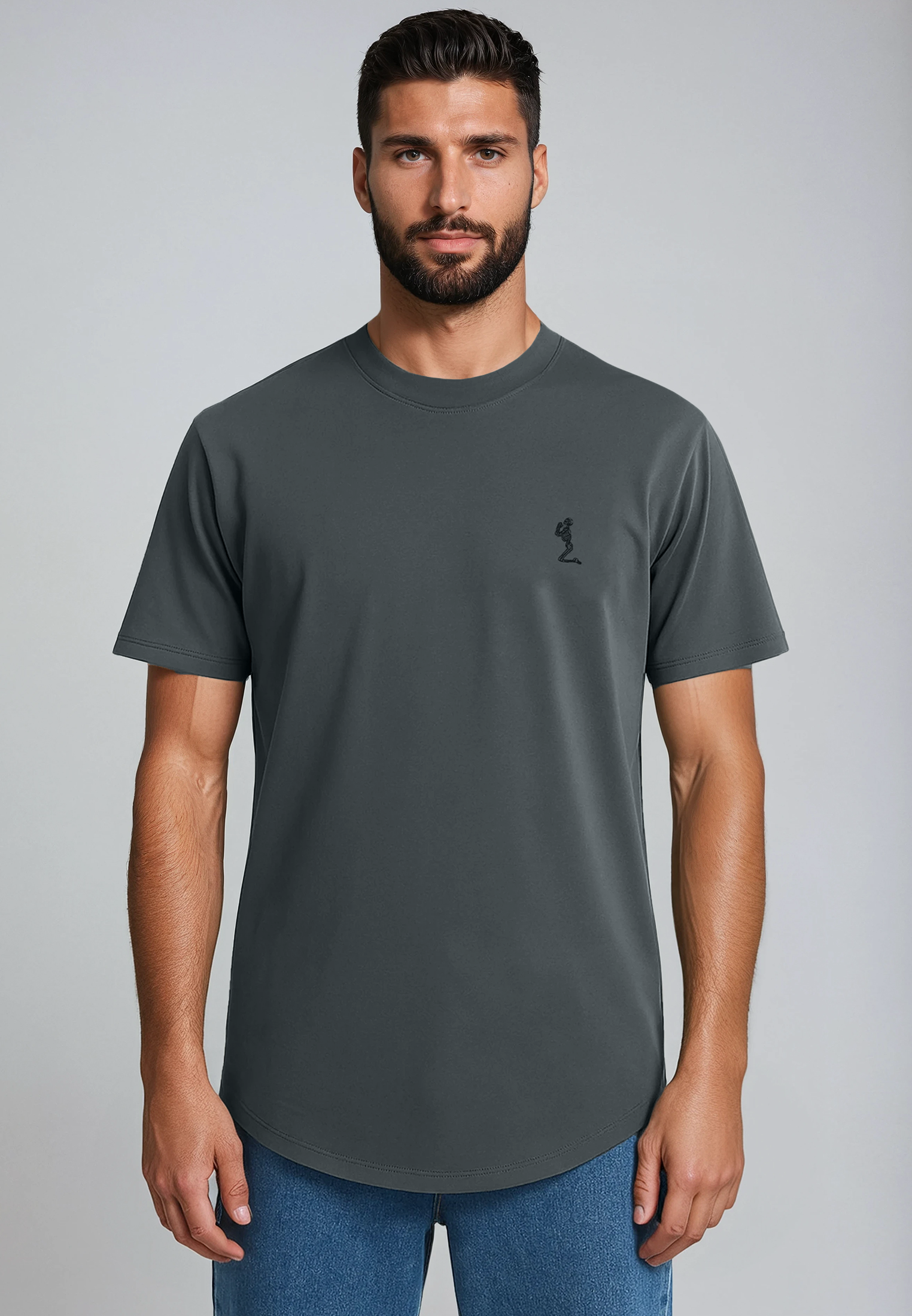 ESSENTIAL SWAG CURVED HEM DARK METAL T-SHIRT