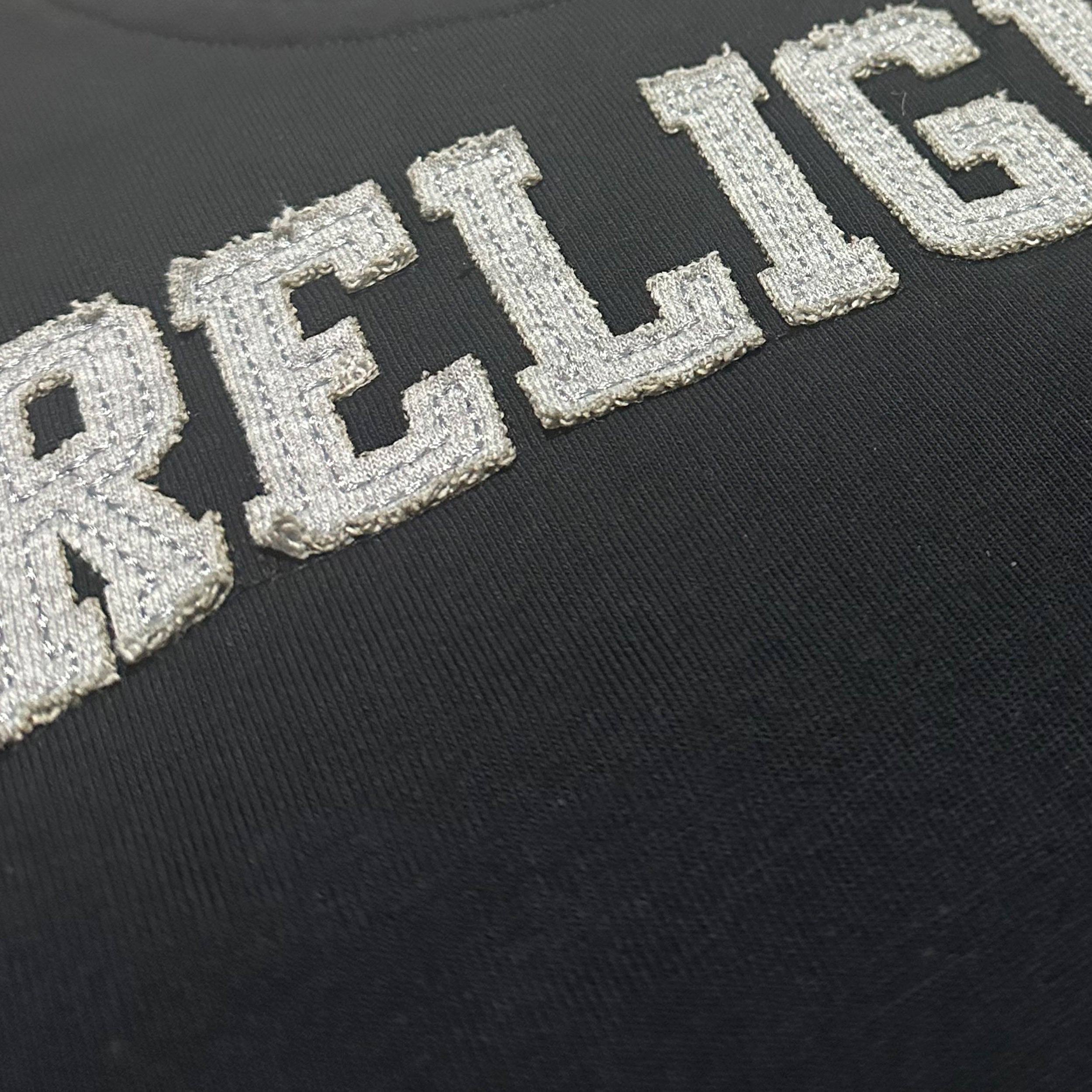 KIDS RELIGION APPLIQUÉ OVERSIZED SWEATSHIRT BLACK