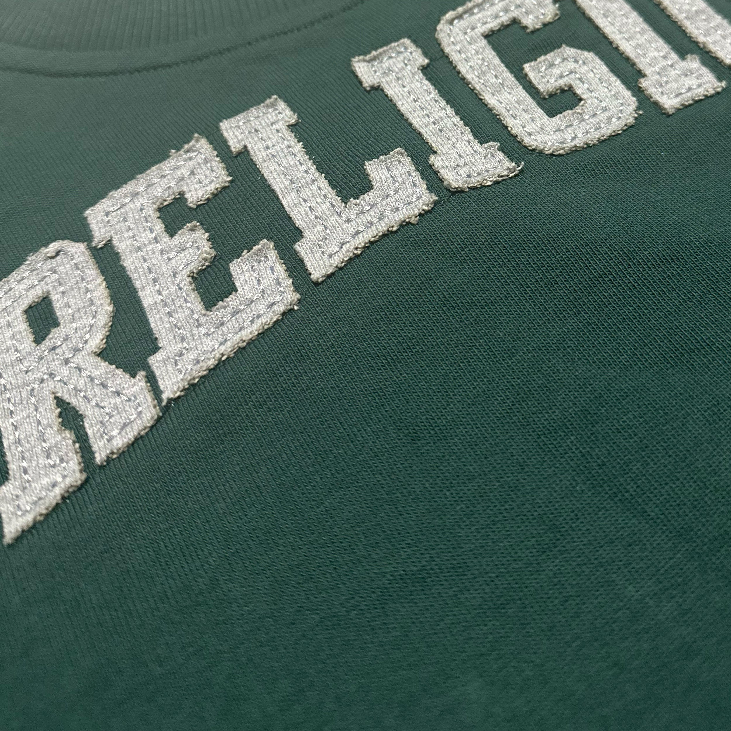 KIDS RELIGION APPLIQUÉ OVERSIZED SWEATSHIRT GREEN