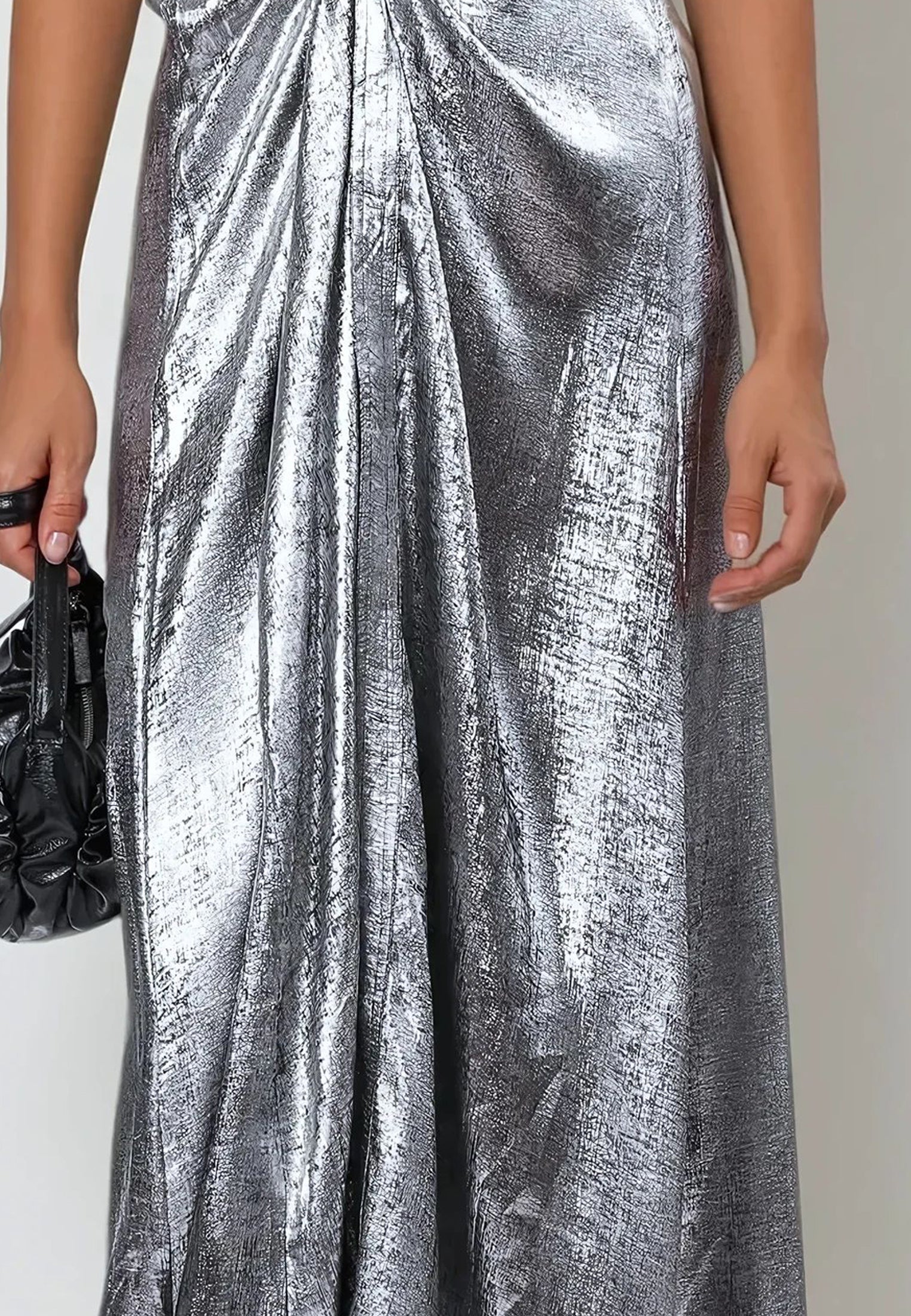 FOLD WRAP DRESS SILVER FOIL