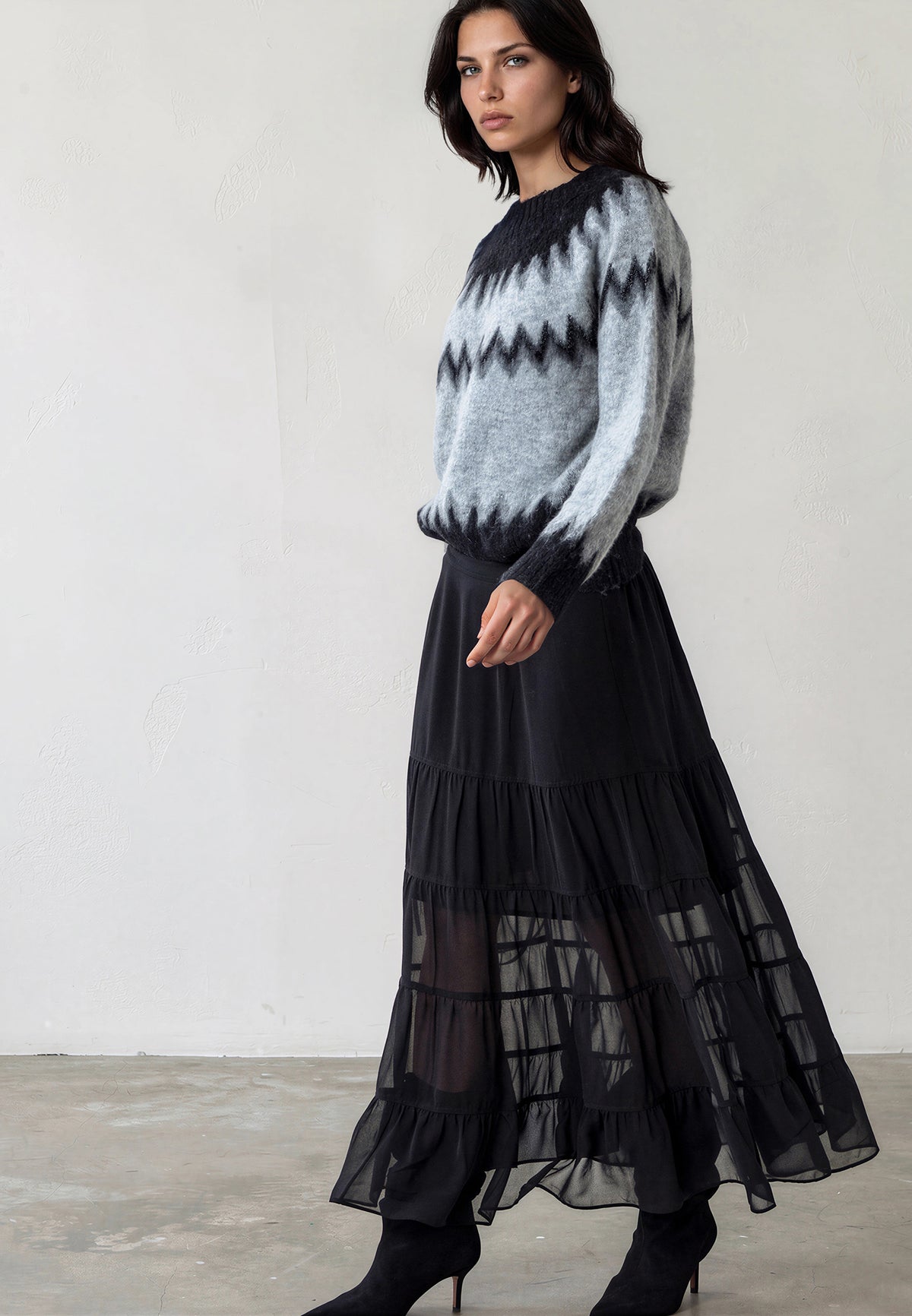 ANNE JUMPER  GREY MARL & BLACK