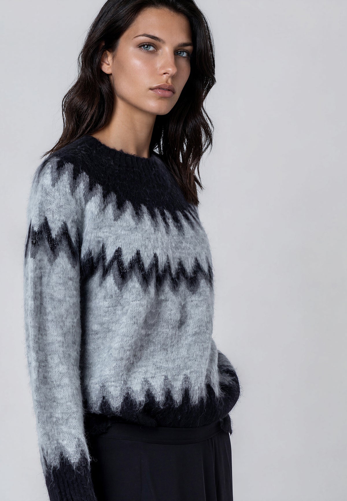 ANNE JUMPER  GREY MARL & BLACK