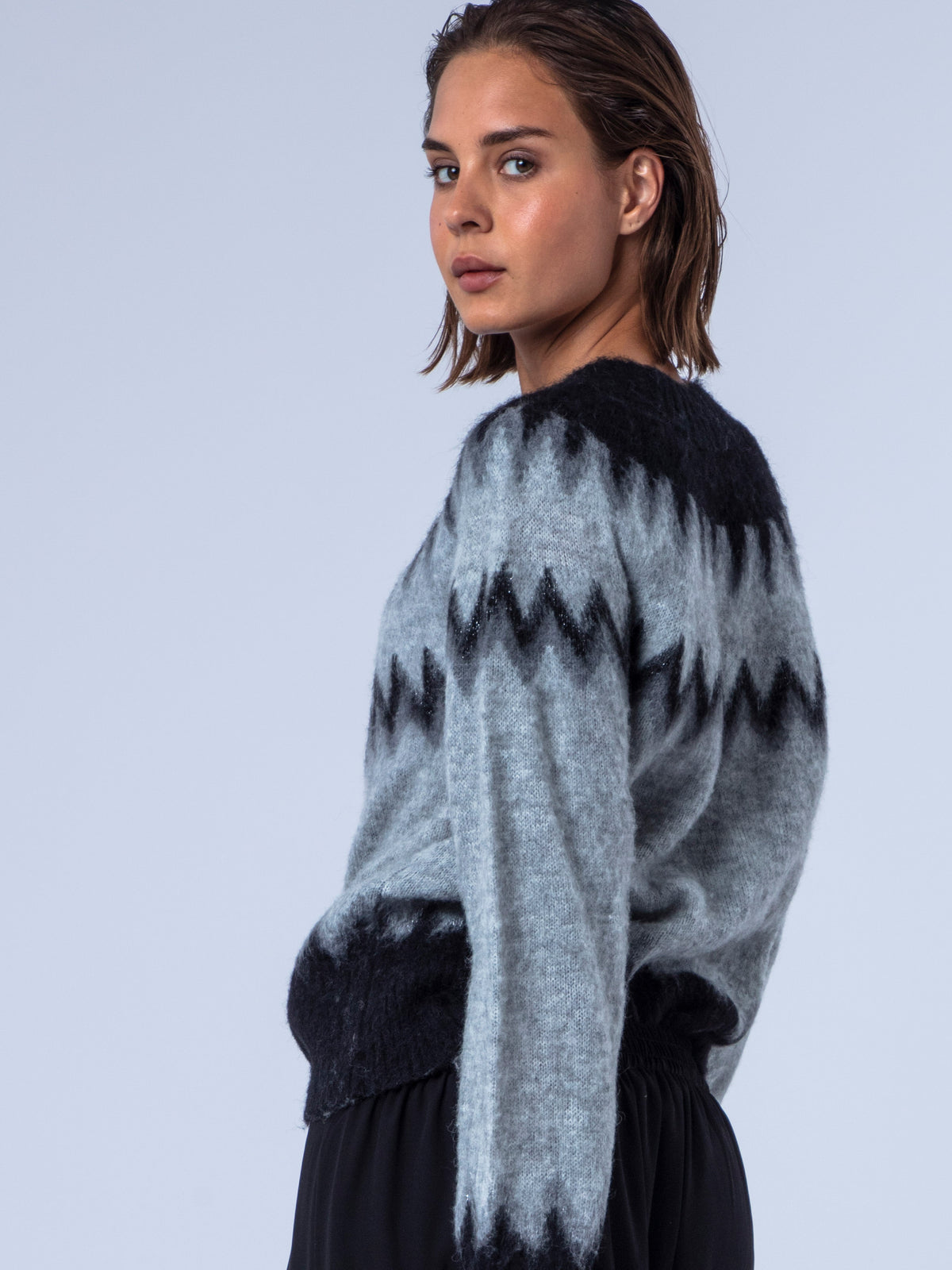 ANNE JUMPER  GREY MARL & BLACK