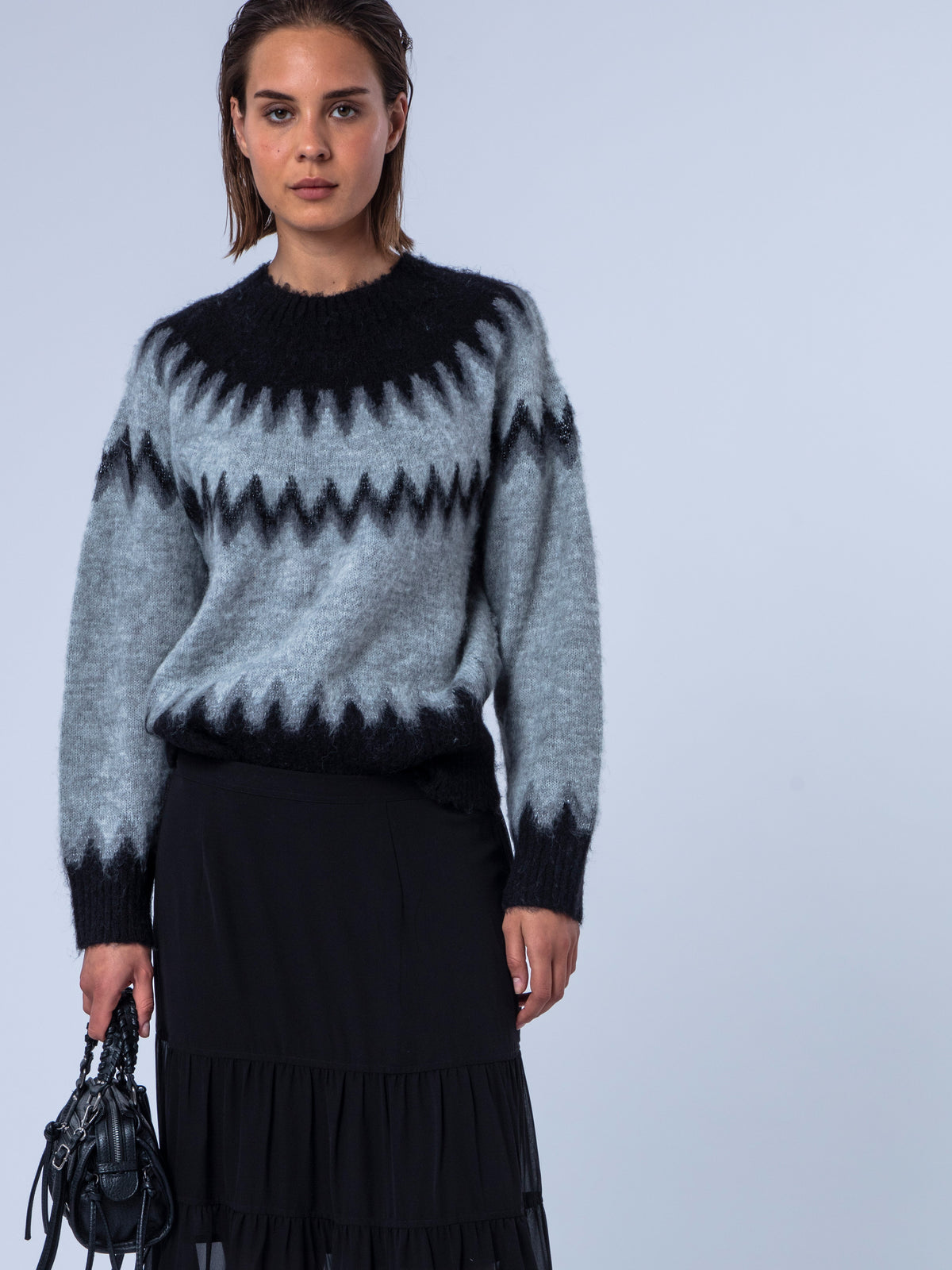 ANNE JUMPER  GREY MARL & BLACK