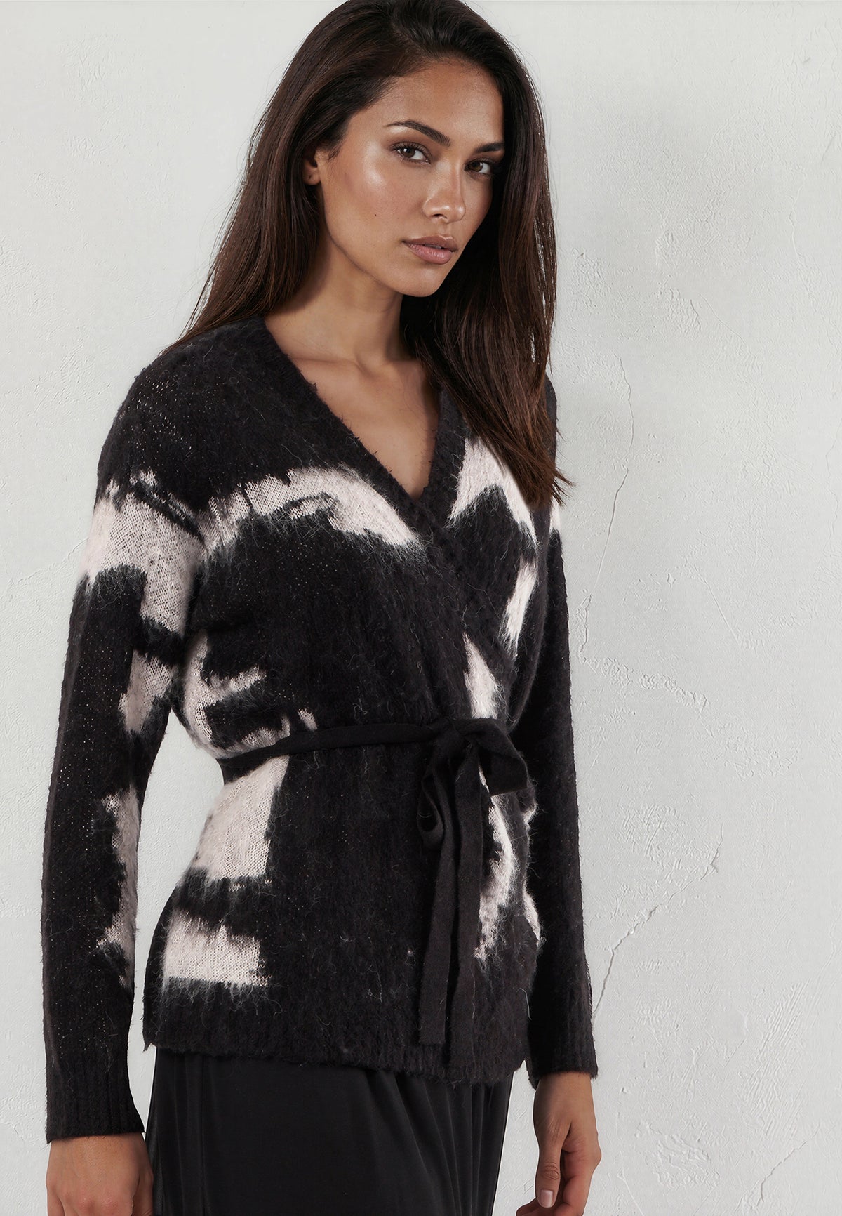 BELLA WRAP CARDIGAN FACADE BLACK & ASHES