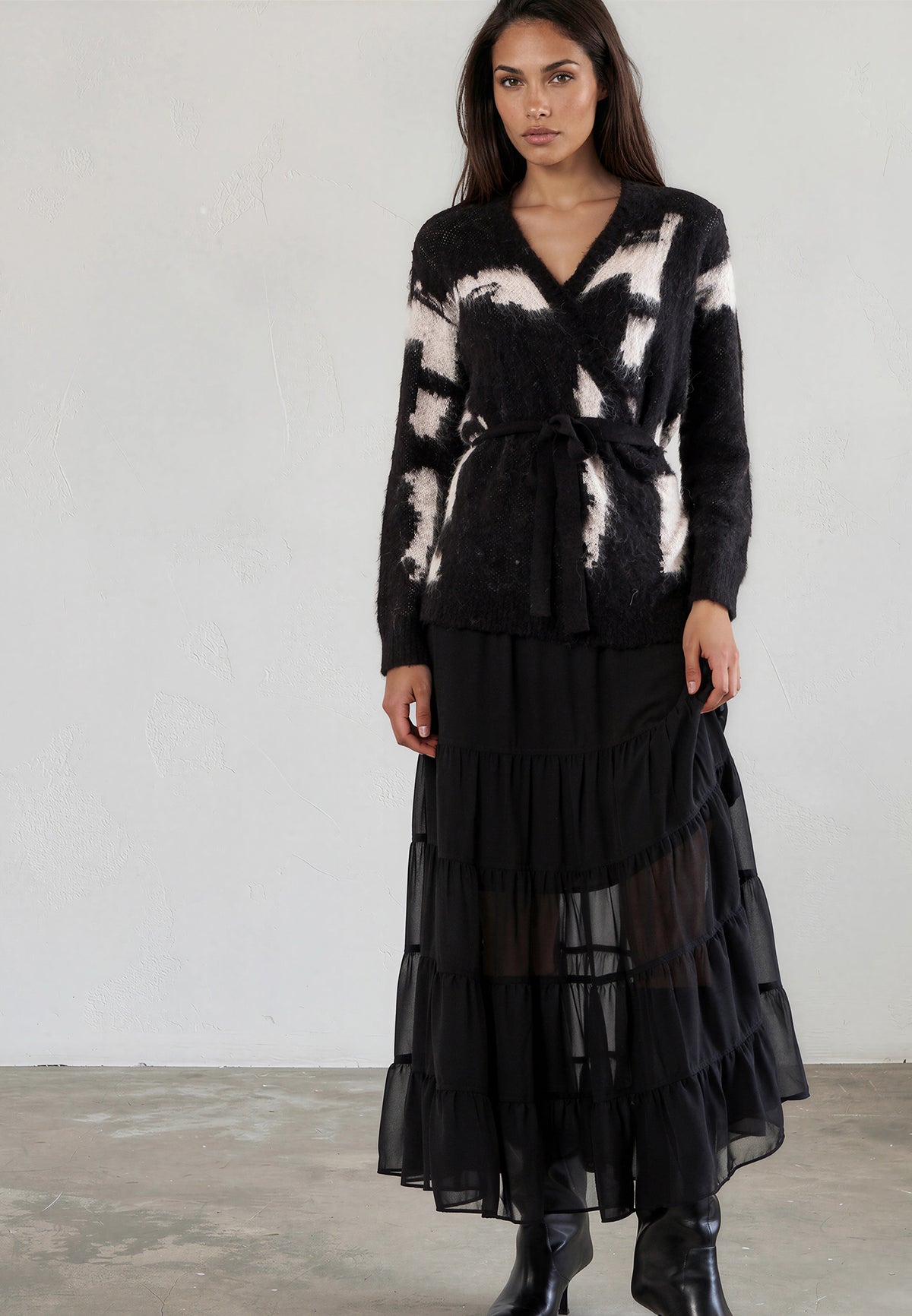 BELLA WRAP CARDIGAN FACADE BLACK & ASHES