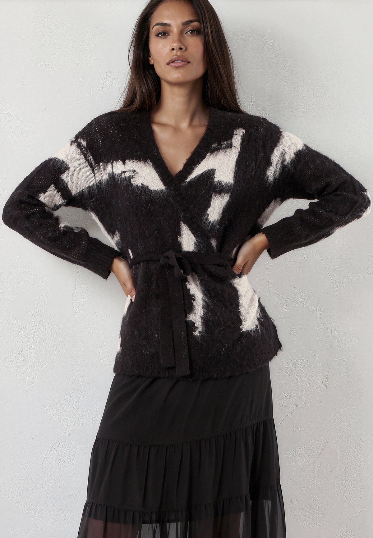 BELLA WRAP CARDIGAN FACADE BLACK & ASHES