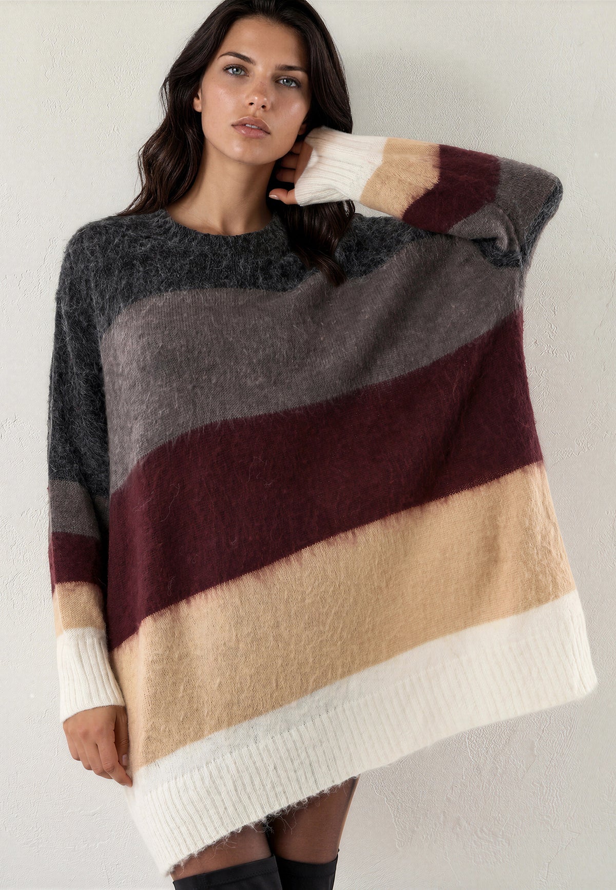KATYA JUMPER  CHARCOAL & GREY & PORT