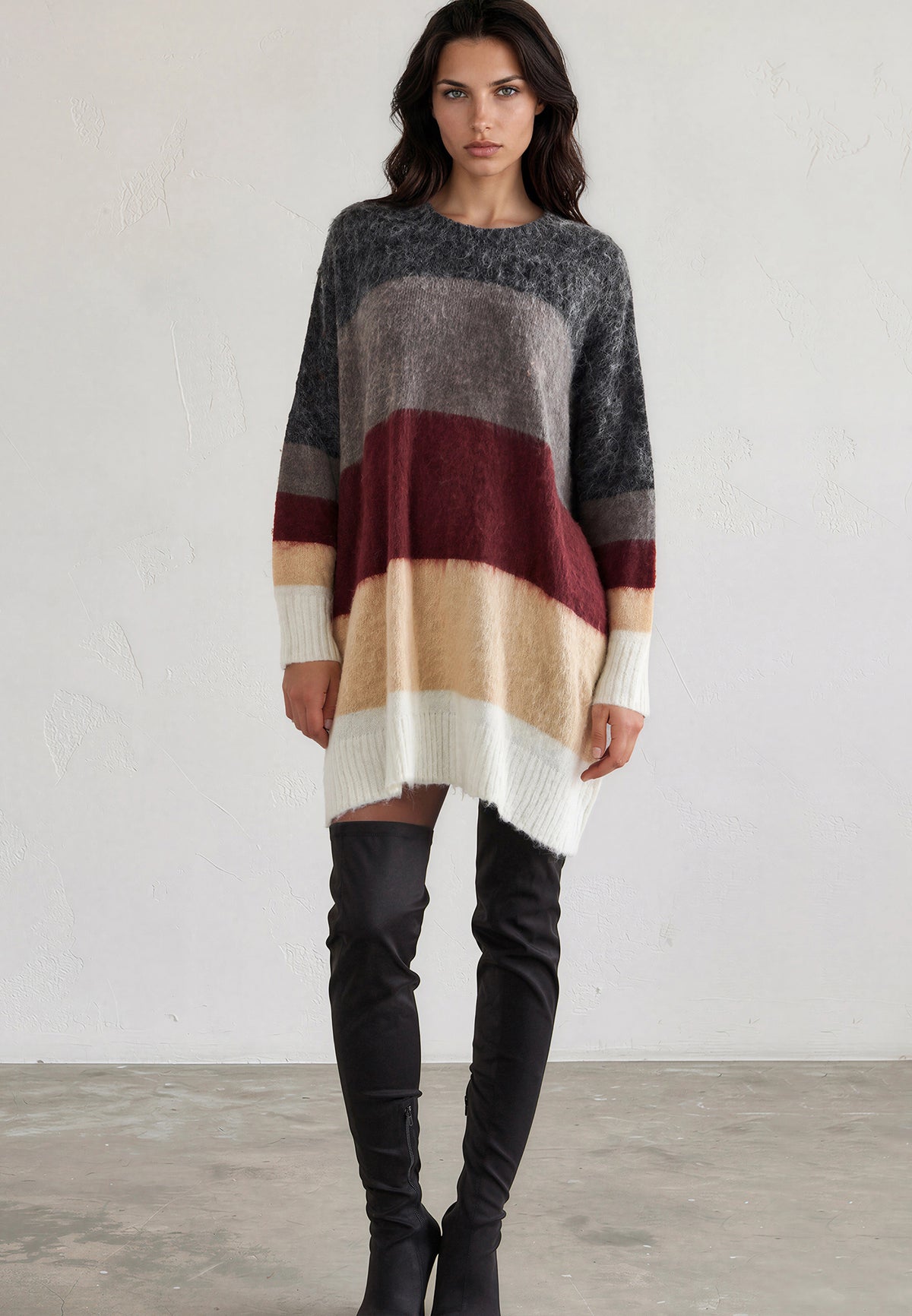 KATYA JUMPER  CHARCOAL & GREY & PORT