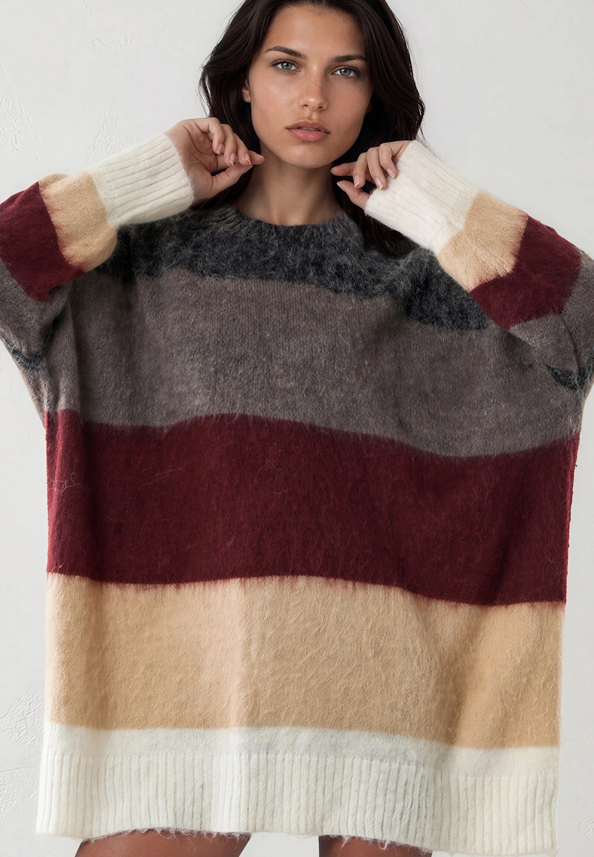 KATYA JUMPER  CHARCOAL & GREY & PORT