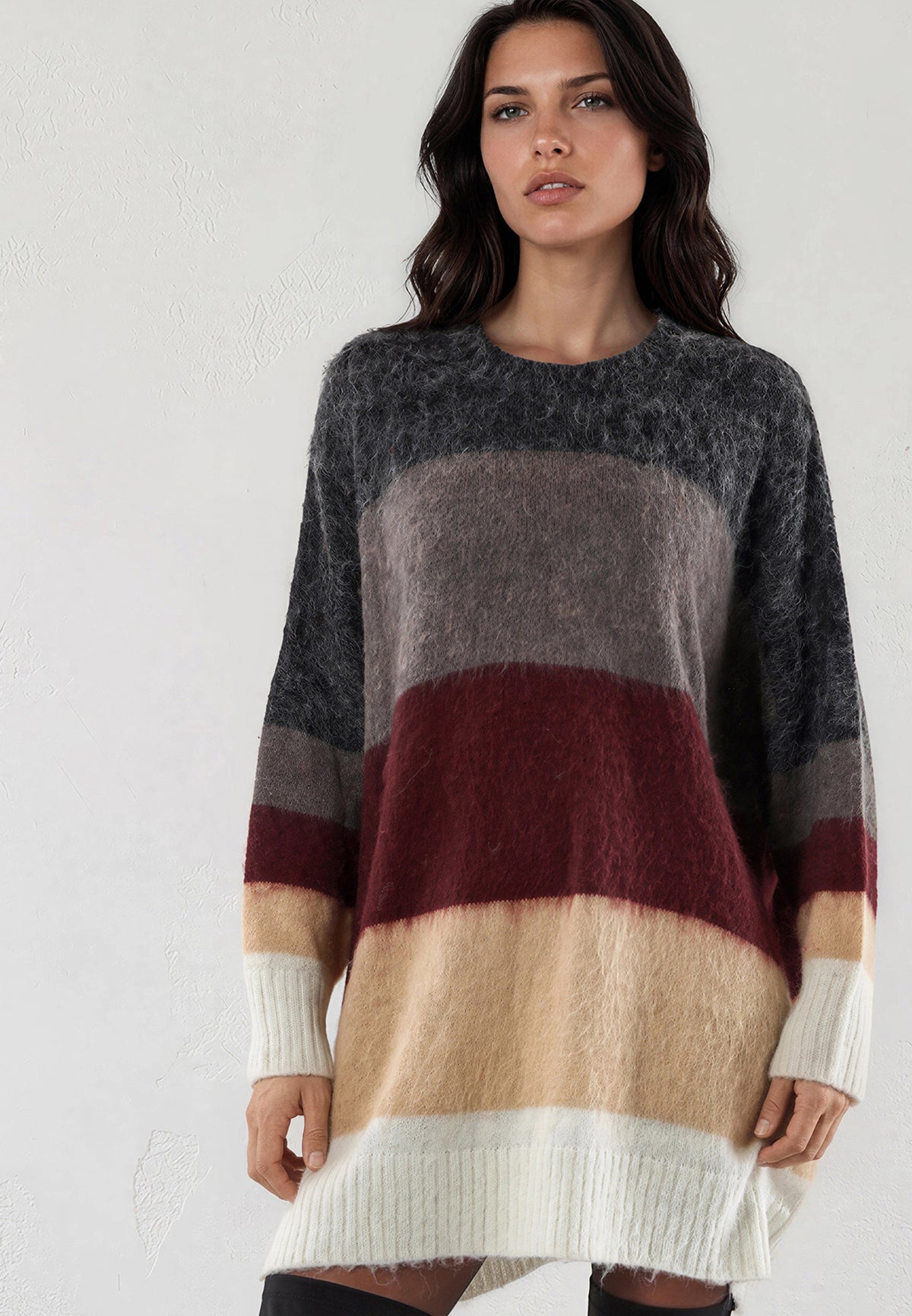 KATYA JUMPER  CHARCOAL & GREY & PORT