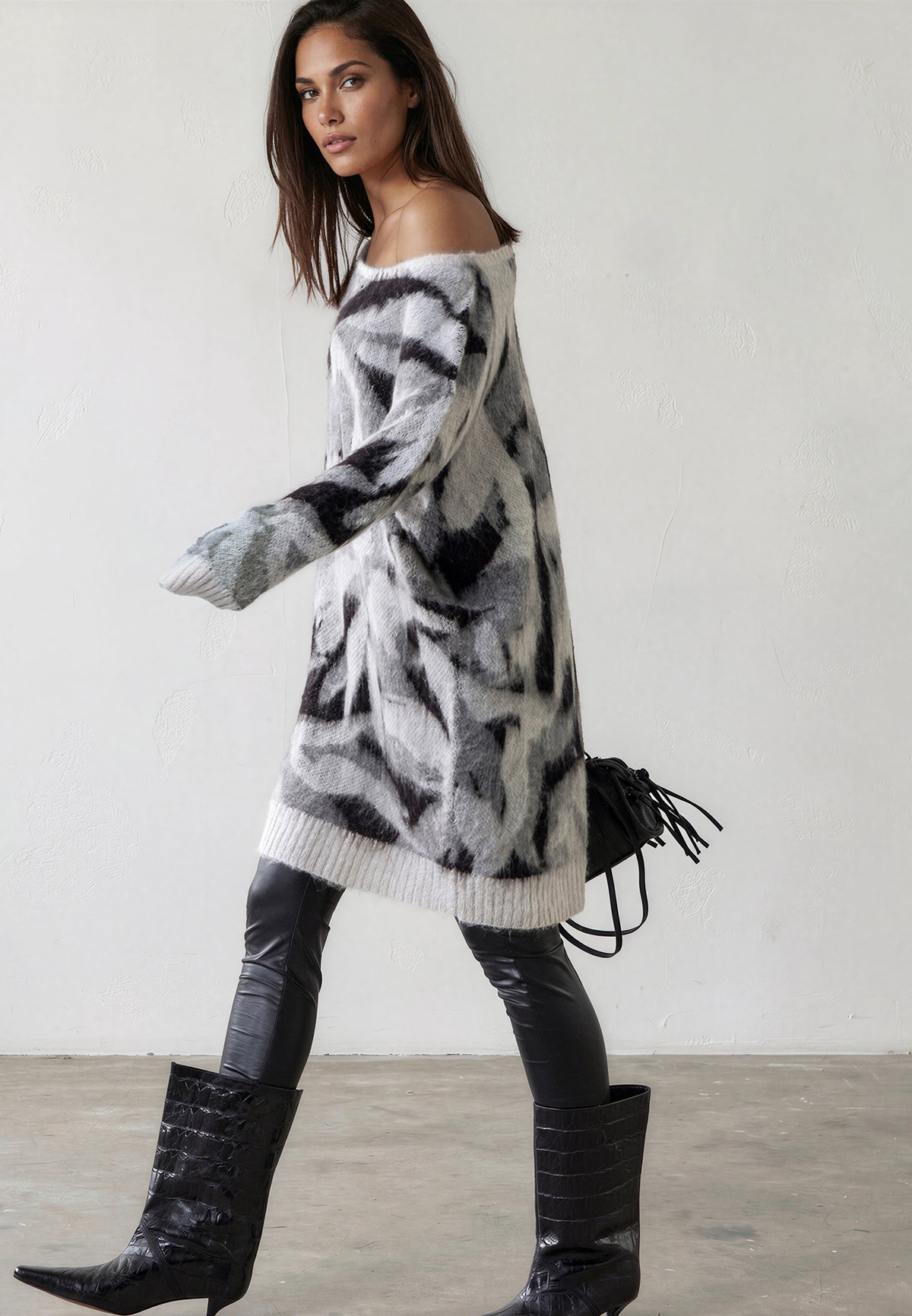 LAYLA DRESS BLACK & GREY