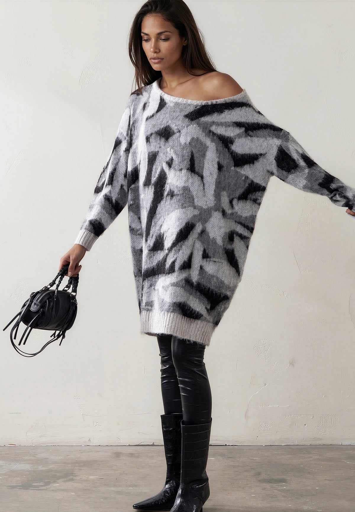 LAYLA DRESS BLACK & GREY
