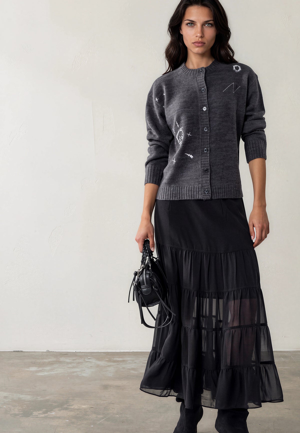 MADDIE CARDIGAN CHARCOAL