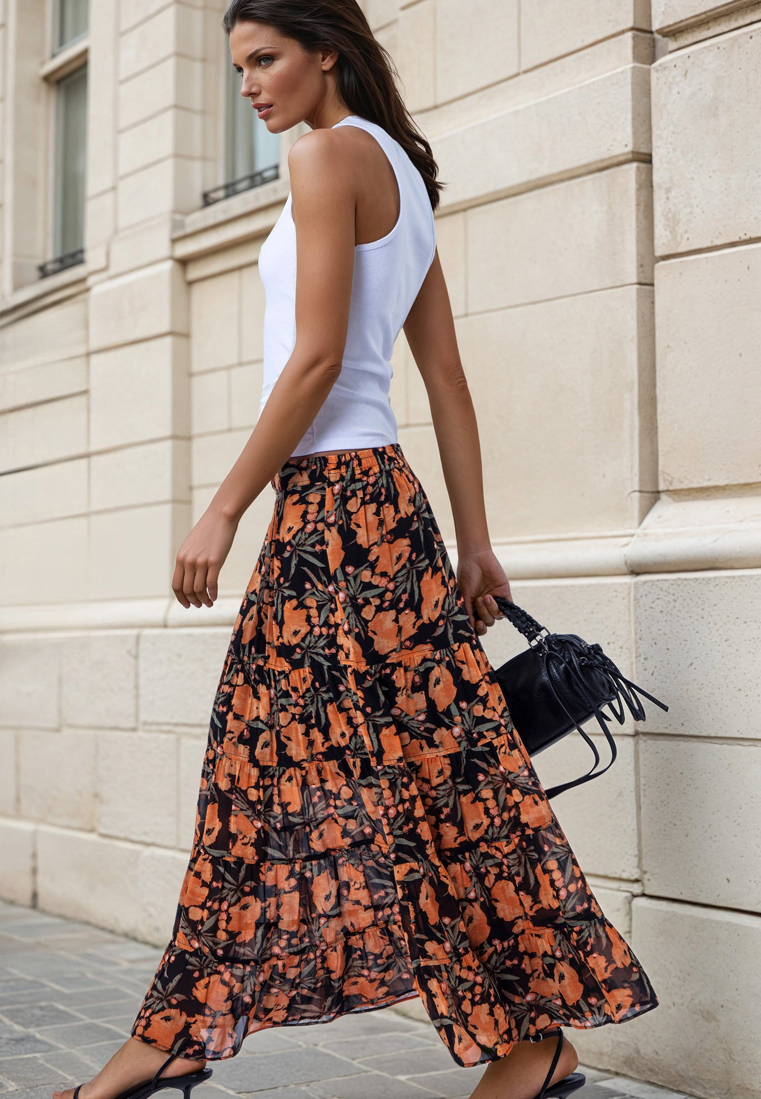 CITRINE SKIRT PRIME ORANGE FLORAL
