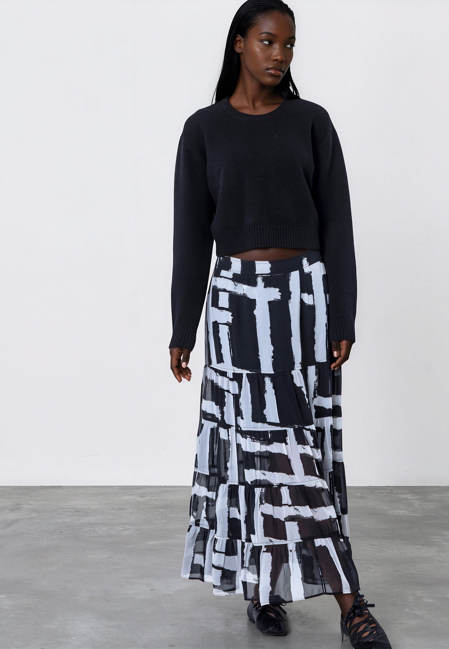 CITRINE SKIRT SELVAGE MONOCHROME