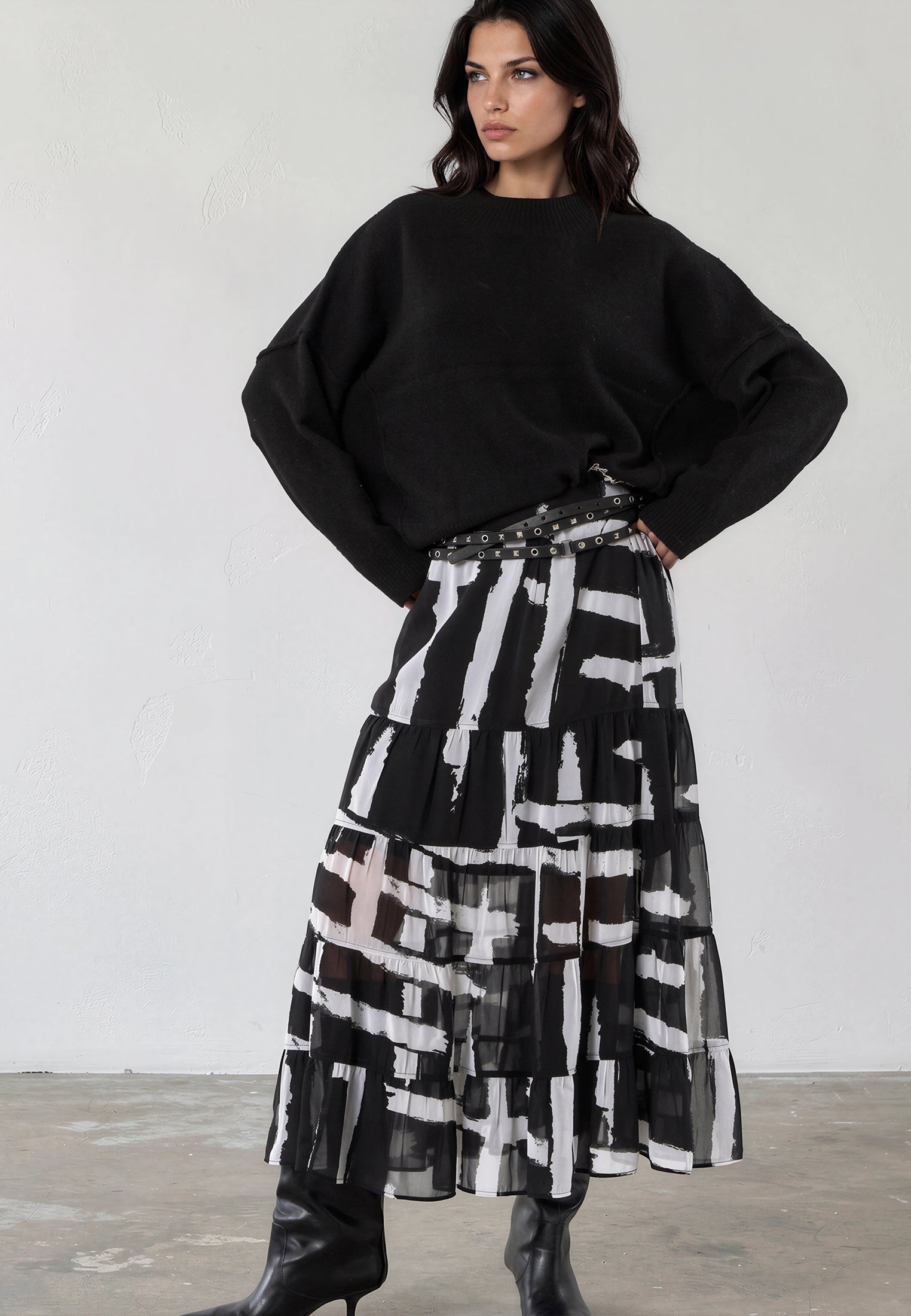 CITRINE SKIRT SELVAGE MONOCHROME