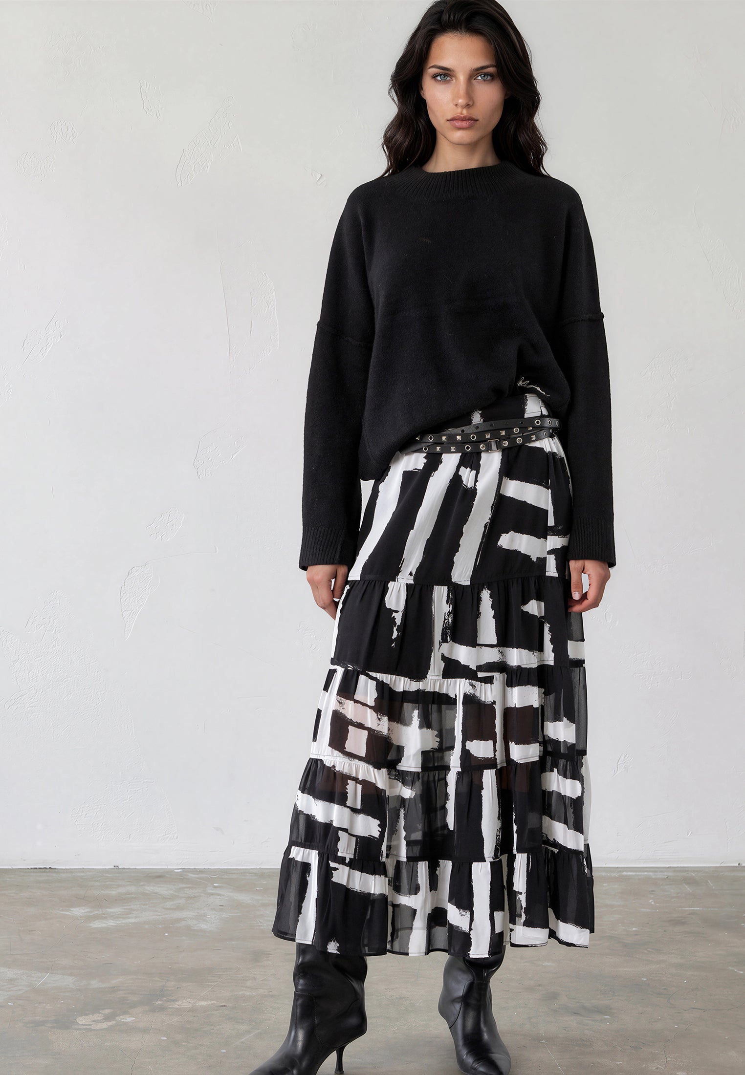 CITRINE SKIRT SELVAGE MONOCHROME