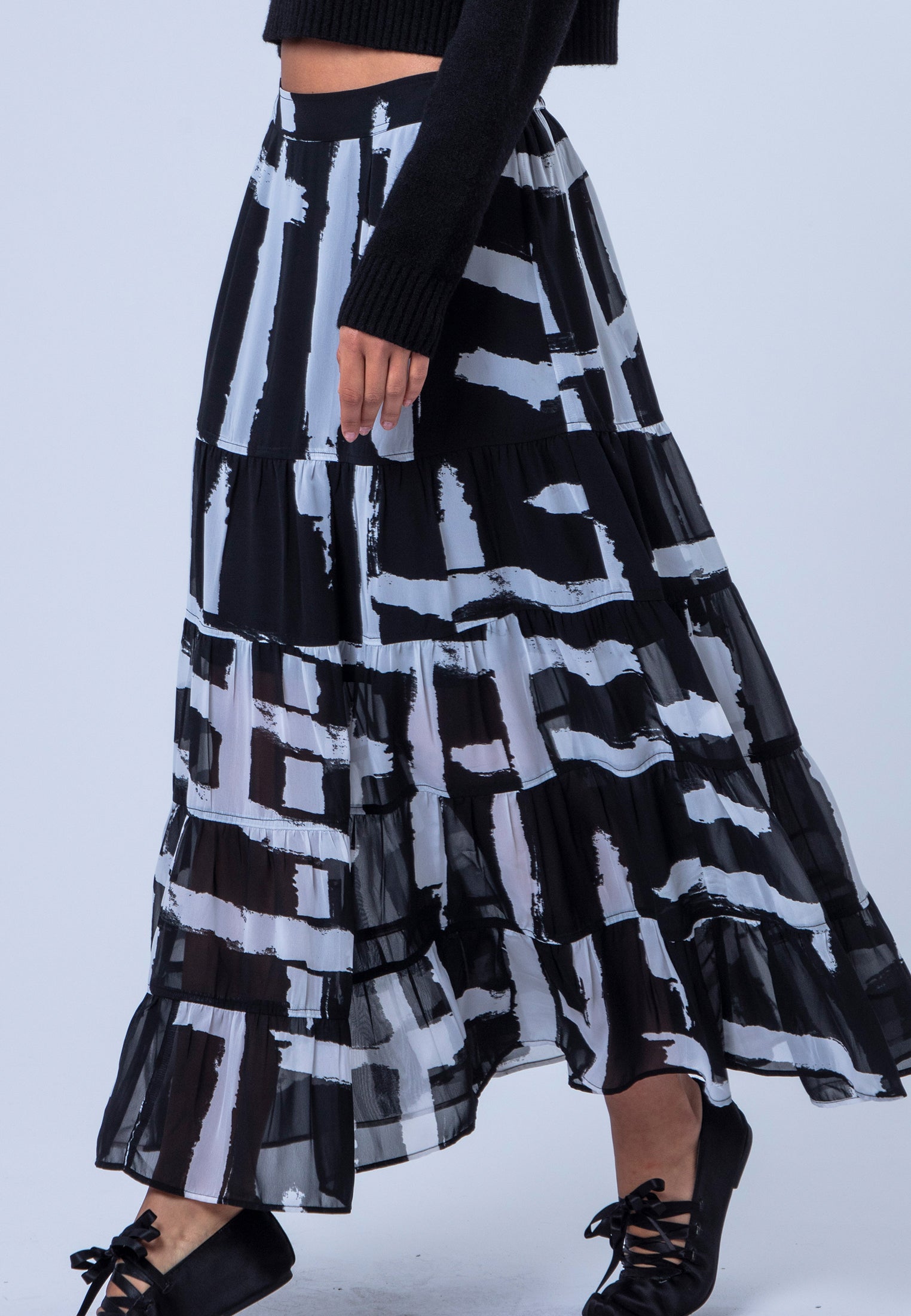 CITRINE SKIRT SELVAGE MONOCHROME