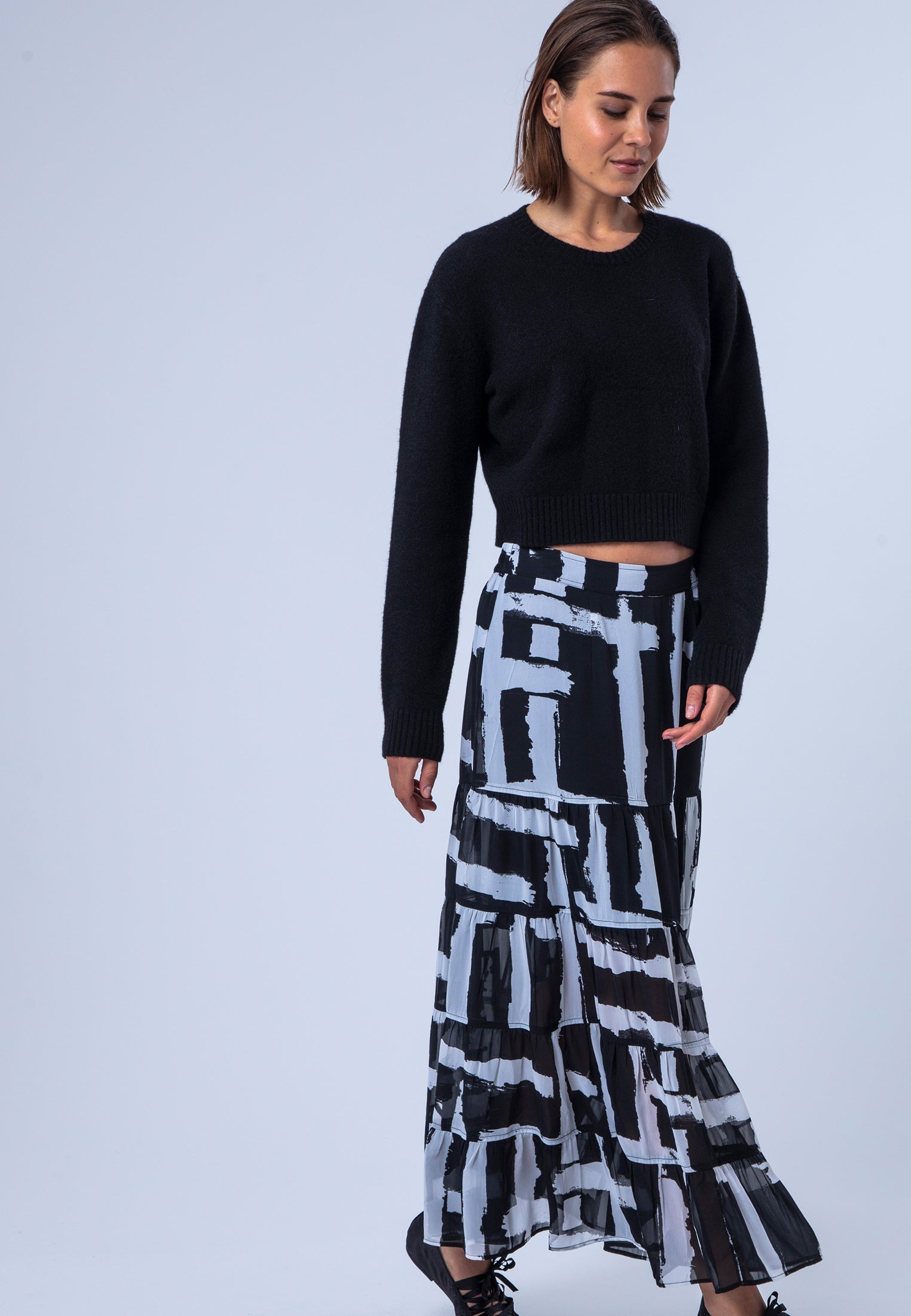 CITRINE SKIRT SELVAGE MONOCHROME