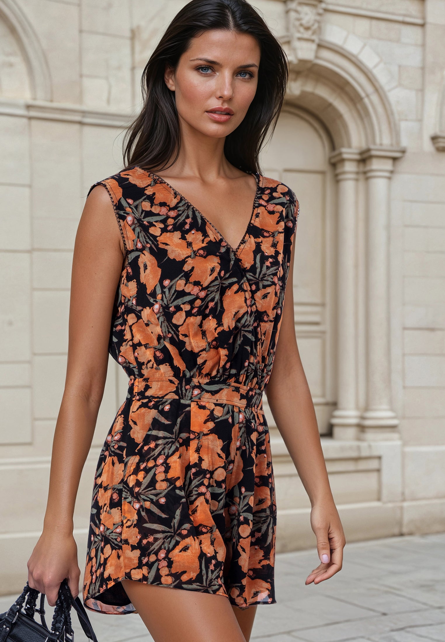 GEM PLAYSUIT PRIME ORANGE FLORAL