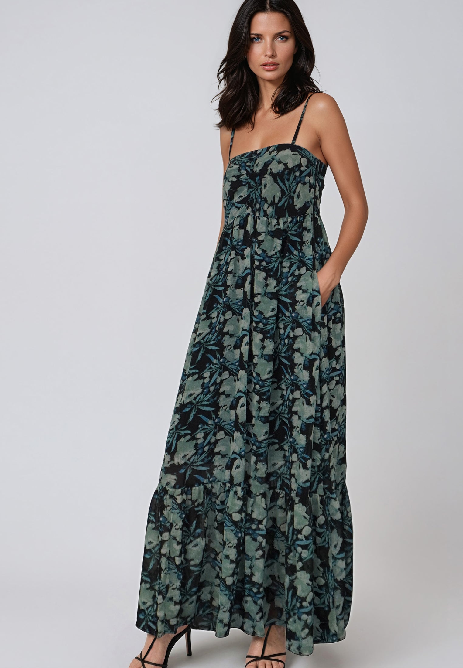HARPER MAXI DRESS PRIME GREEN FLORAL