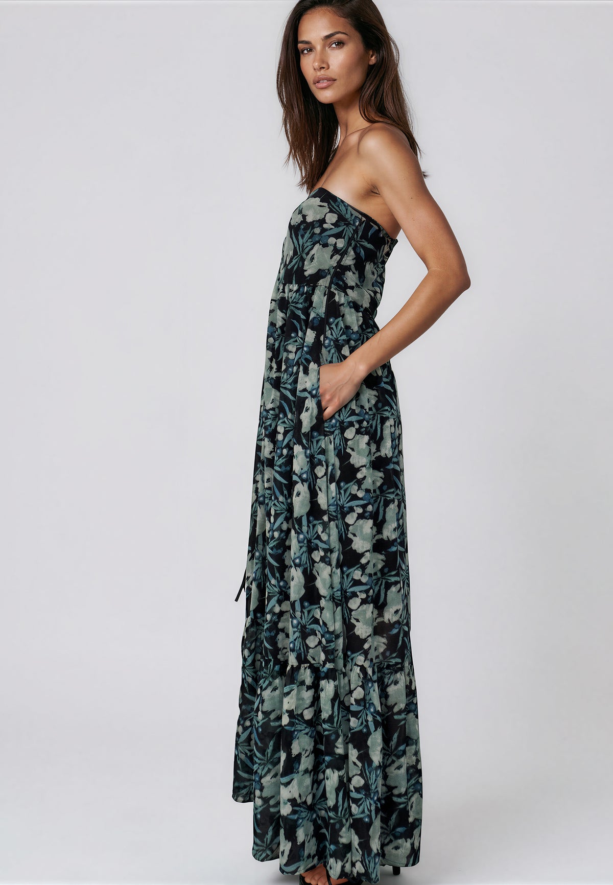 HARPER MAXI DRESS PRIME GREEN FLORAL