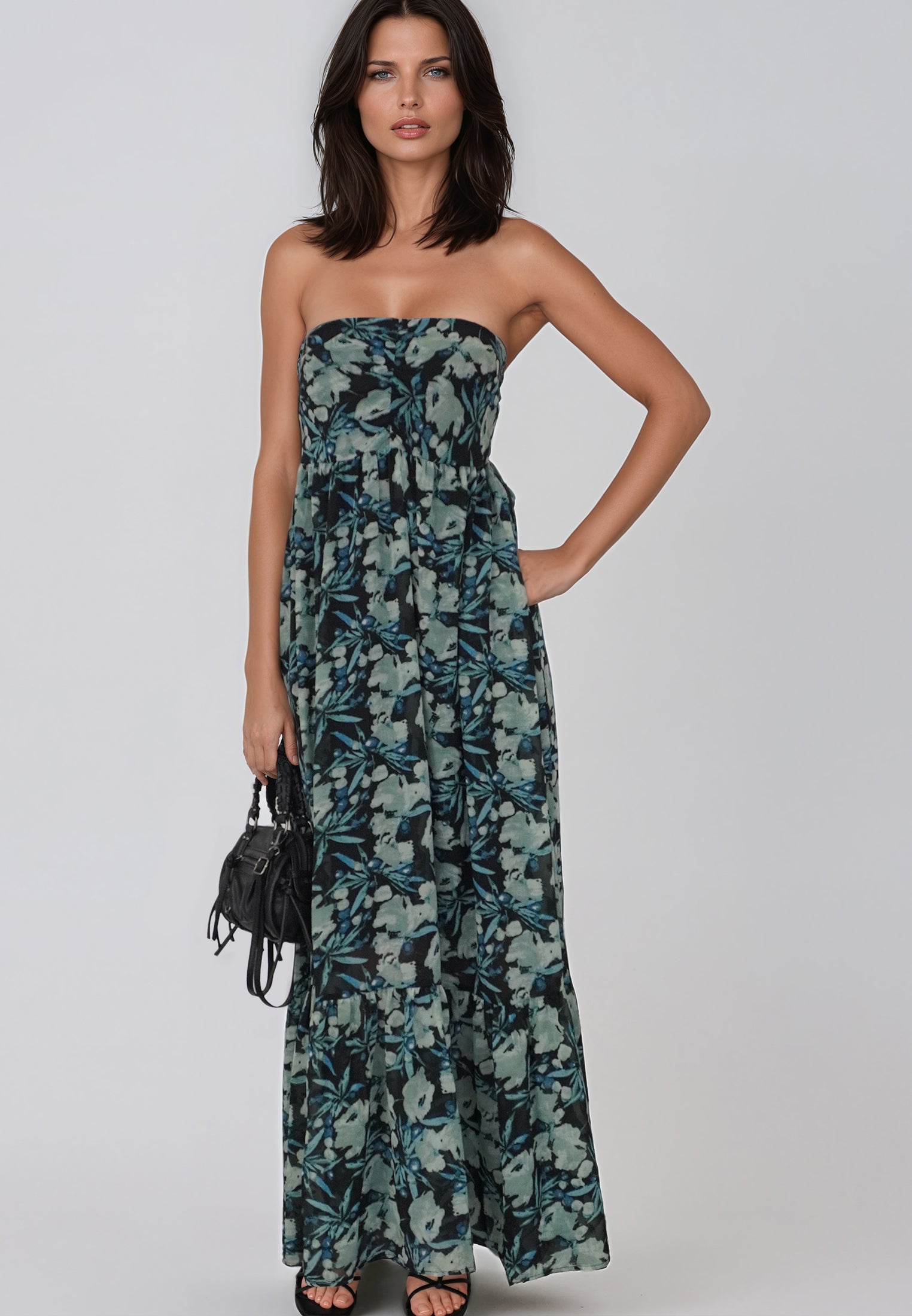 HARPER MAXI DRESS PRIME GREEN FLORAL