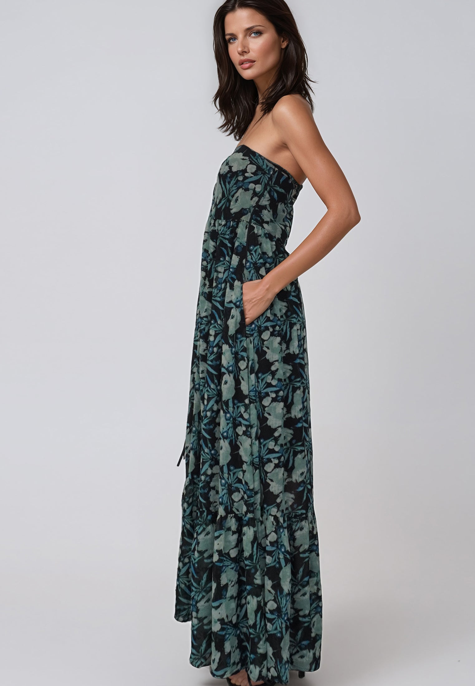 HARPER MAXI DRESS PRIME GREEN FLORAL