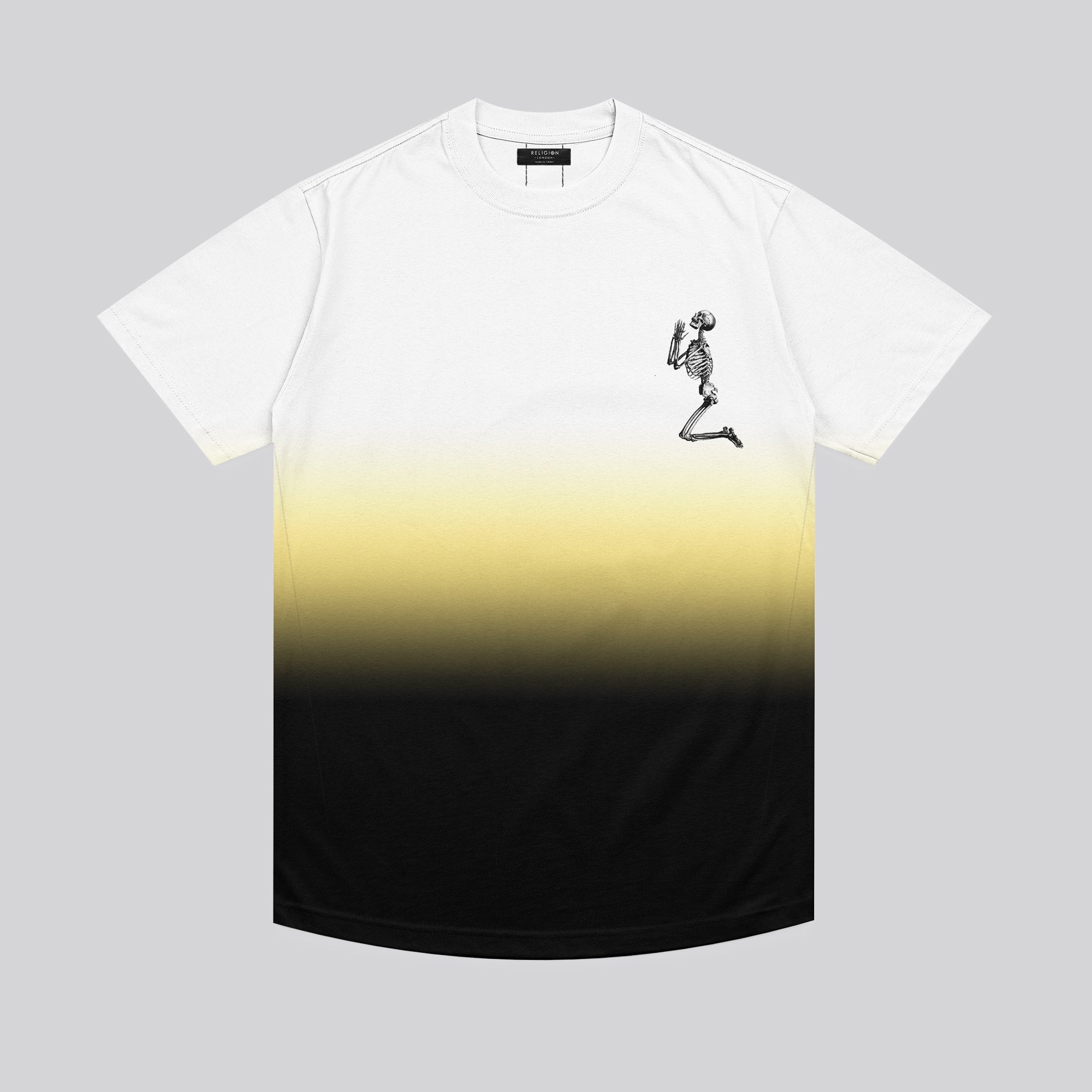 PRAYING SKELETON PALE YELLOW T-SHIRT