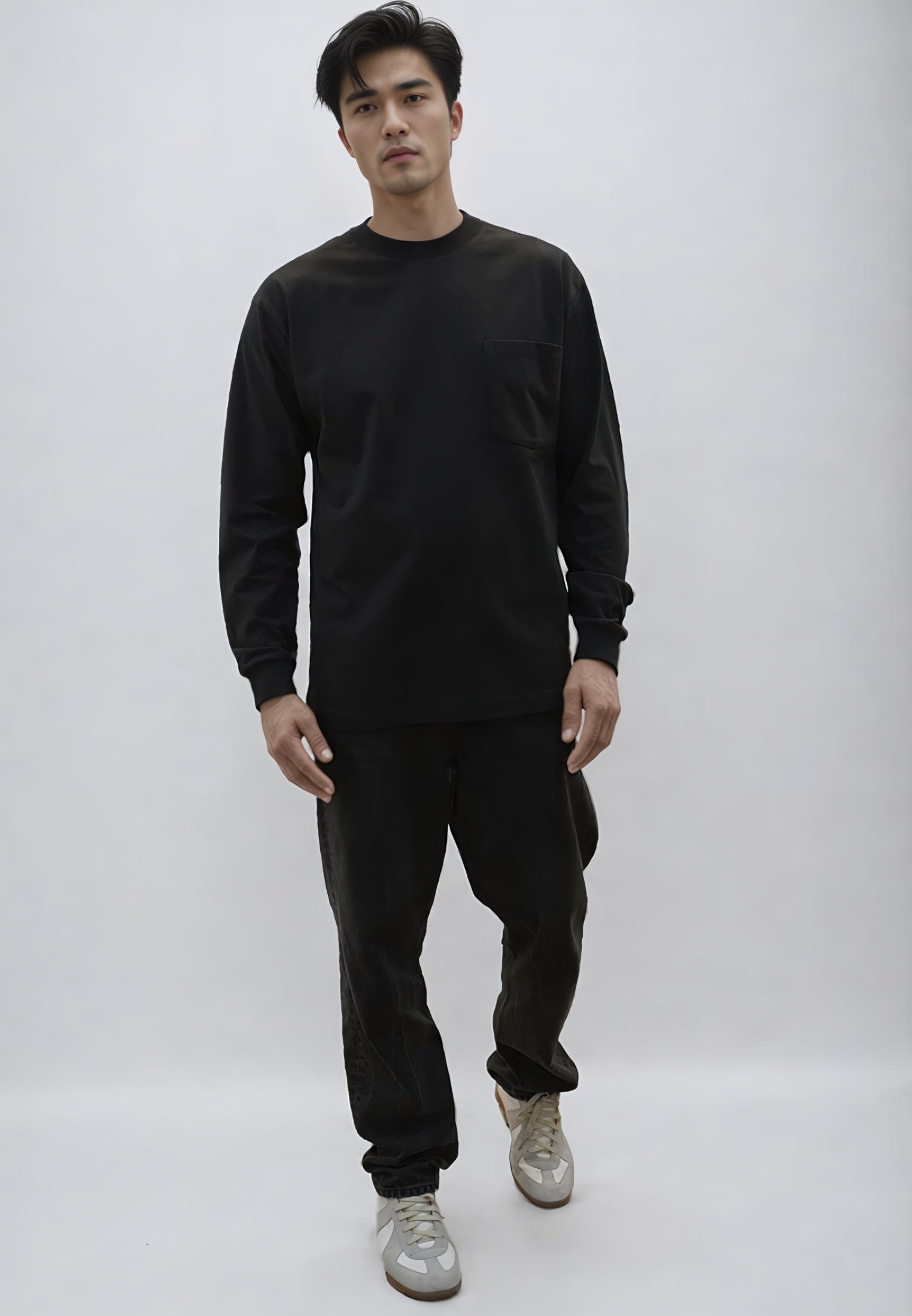 HEAVYWEIGHT LS POCKET T-SHIRT JET BLACK